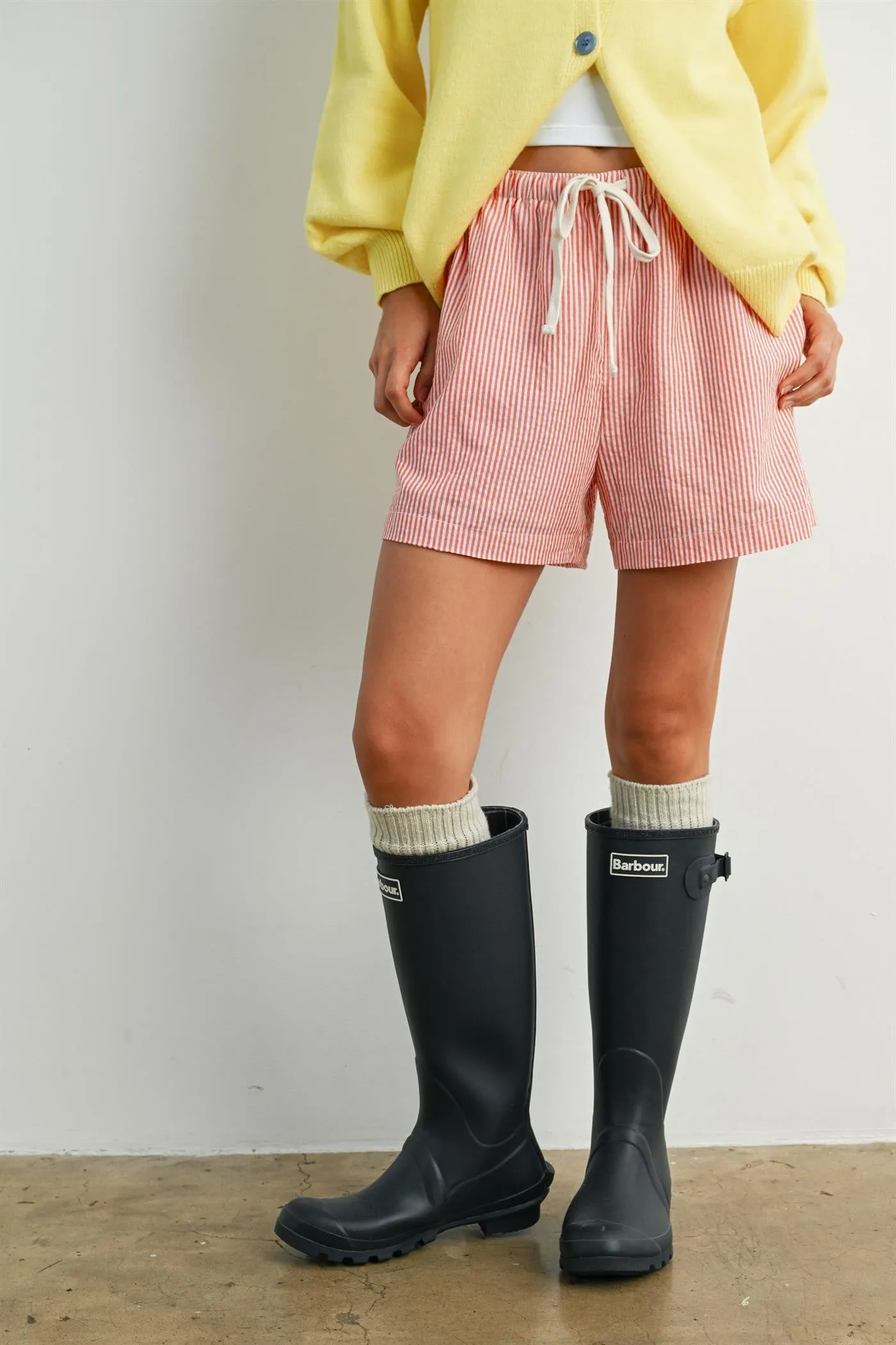 Red Striped Drawstring Shorts sold by Pinkblush product image thumbnail 3