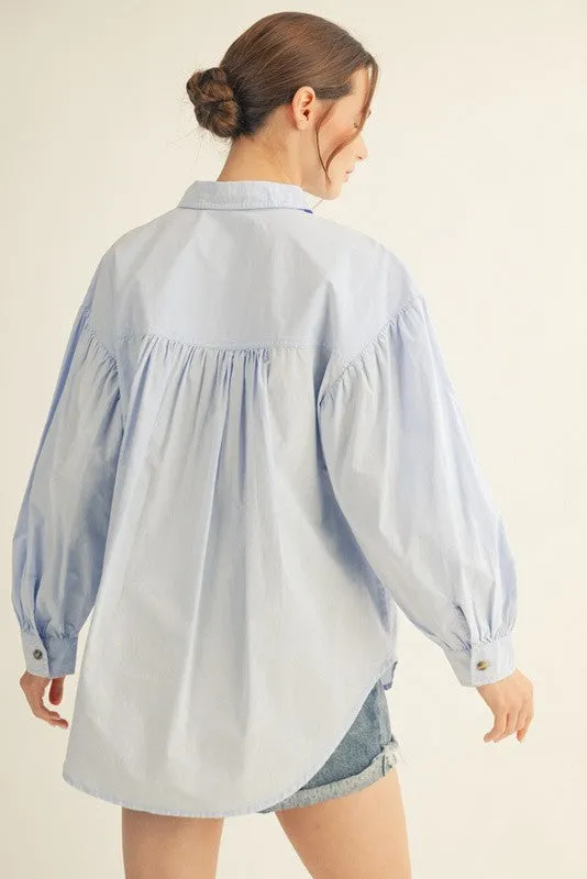 Light Blue Button Down Lightweight Casual Shirt sold by Pinkblush product image thumbnail 2
