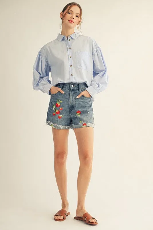 Light Blue Button Down Lightweight Casual Shirt sold by Pinkblush product image thumbnail 3