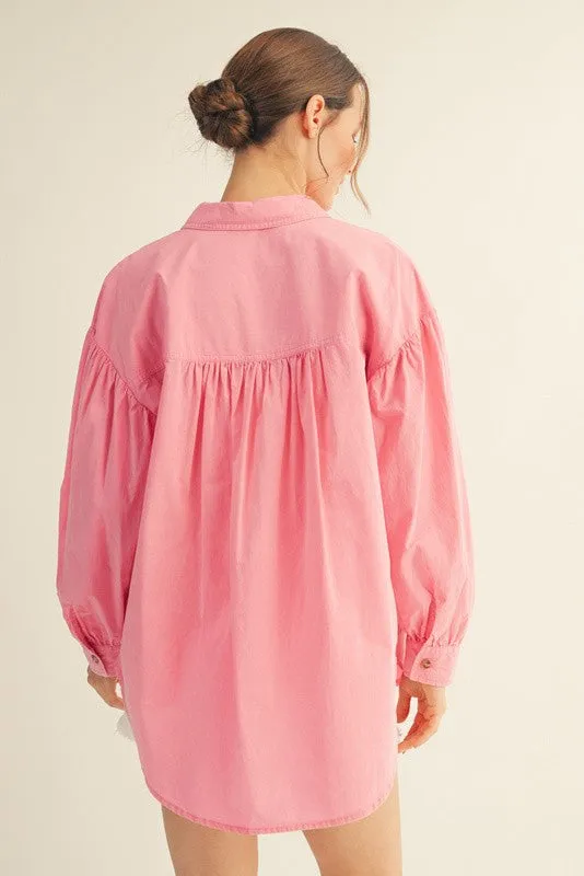 Pink Button Down Lightweight Casual Shirt sold by Pinkblush product image thumbnail 3