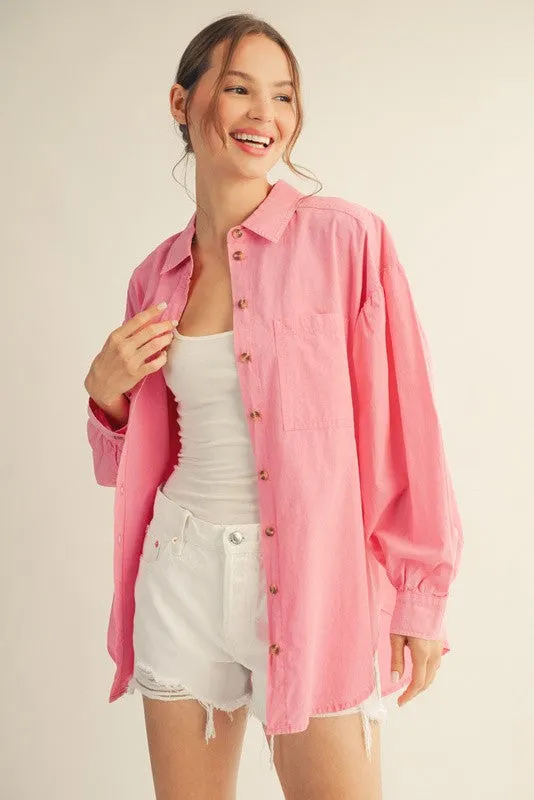 Pink Button Down Lightweight Casual Shirt sold by Pinkblush product image thumbnail 2