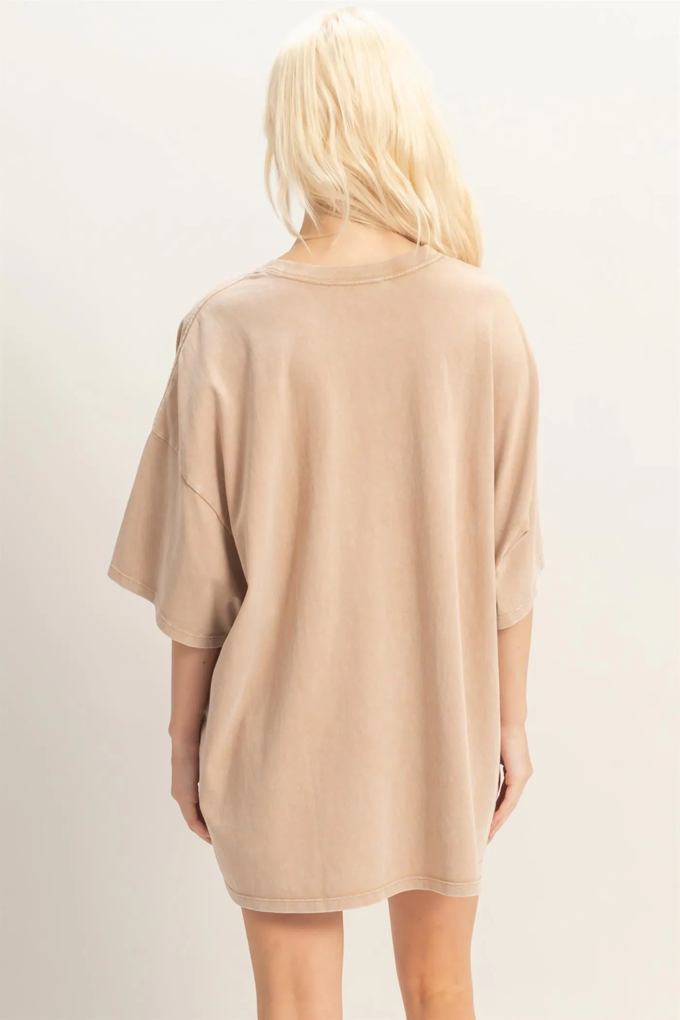 Taupe Oversized Mineral Wash T-Shirt sold by Pinkblush product image thumbnail 3