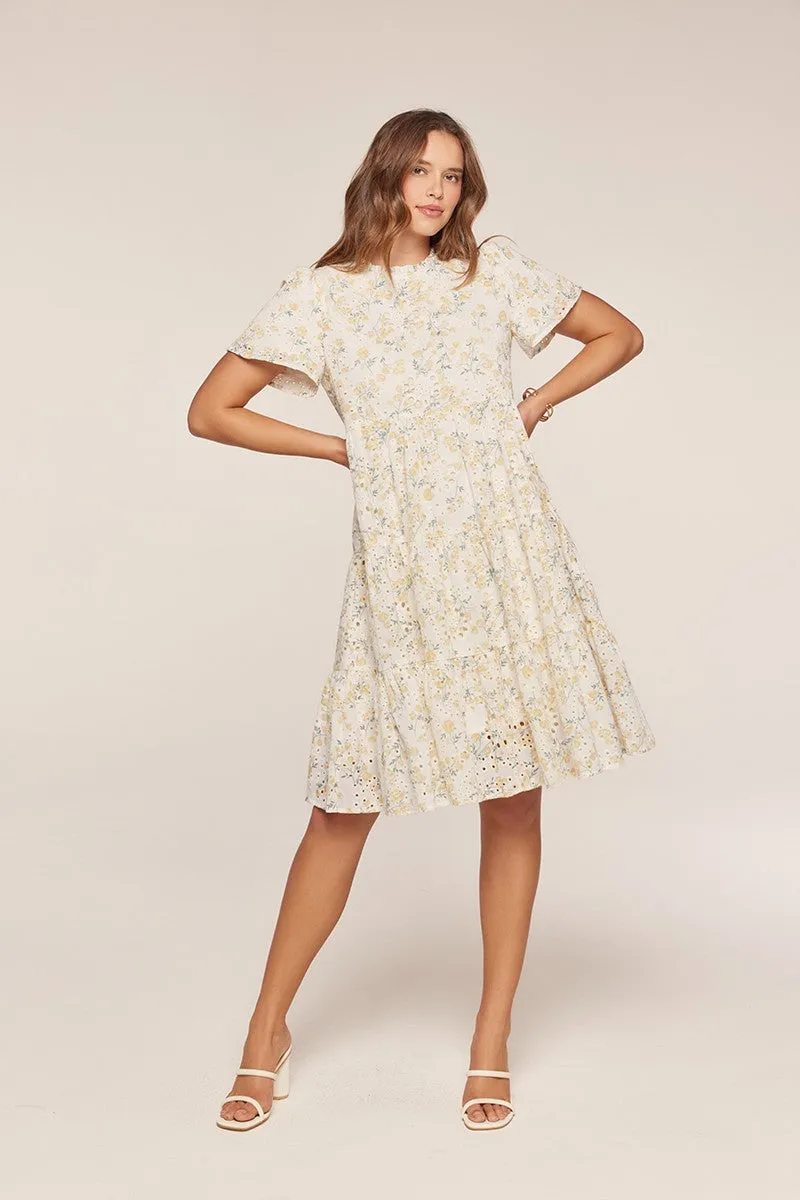 Ivory Floral Eyelet Lace Midi Dress sold by Pinkblush product image thumbnail 2