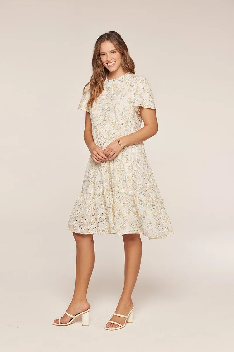 Ivory Floral Eyelet Lace Midi Dress sold by Pinkblush product image thumbnail 3