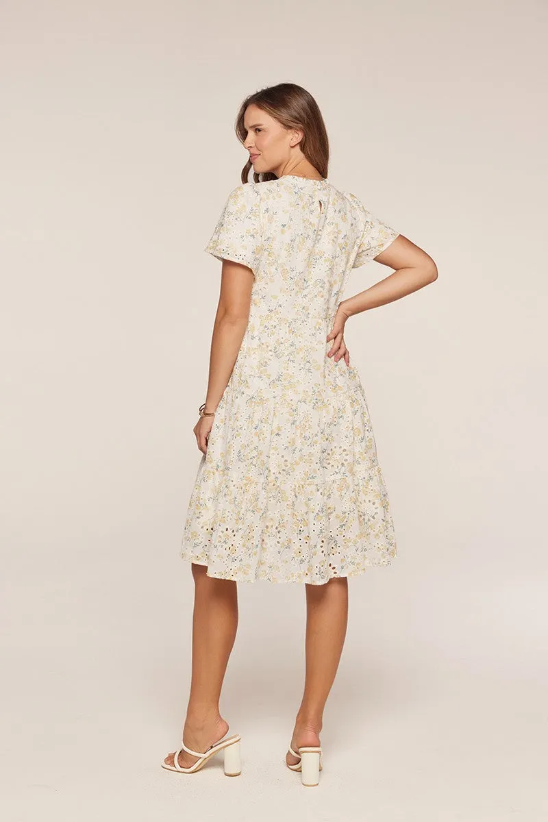 Ivory Floral Eyelet Lace Midi Dress sold by Pinkblush product image thumbnail 4