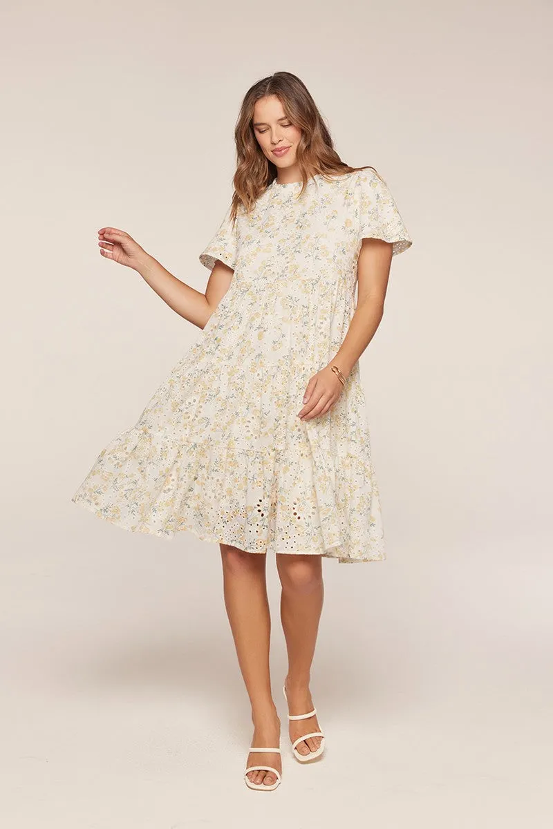 Ivory Floral Eyelet Lace Midi Dress sold by Pinkblush
