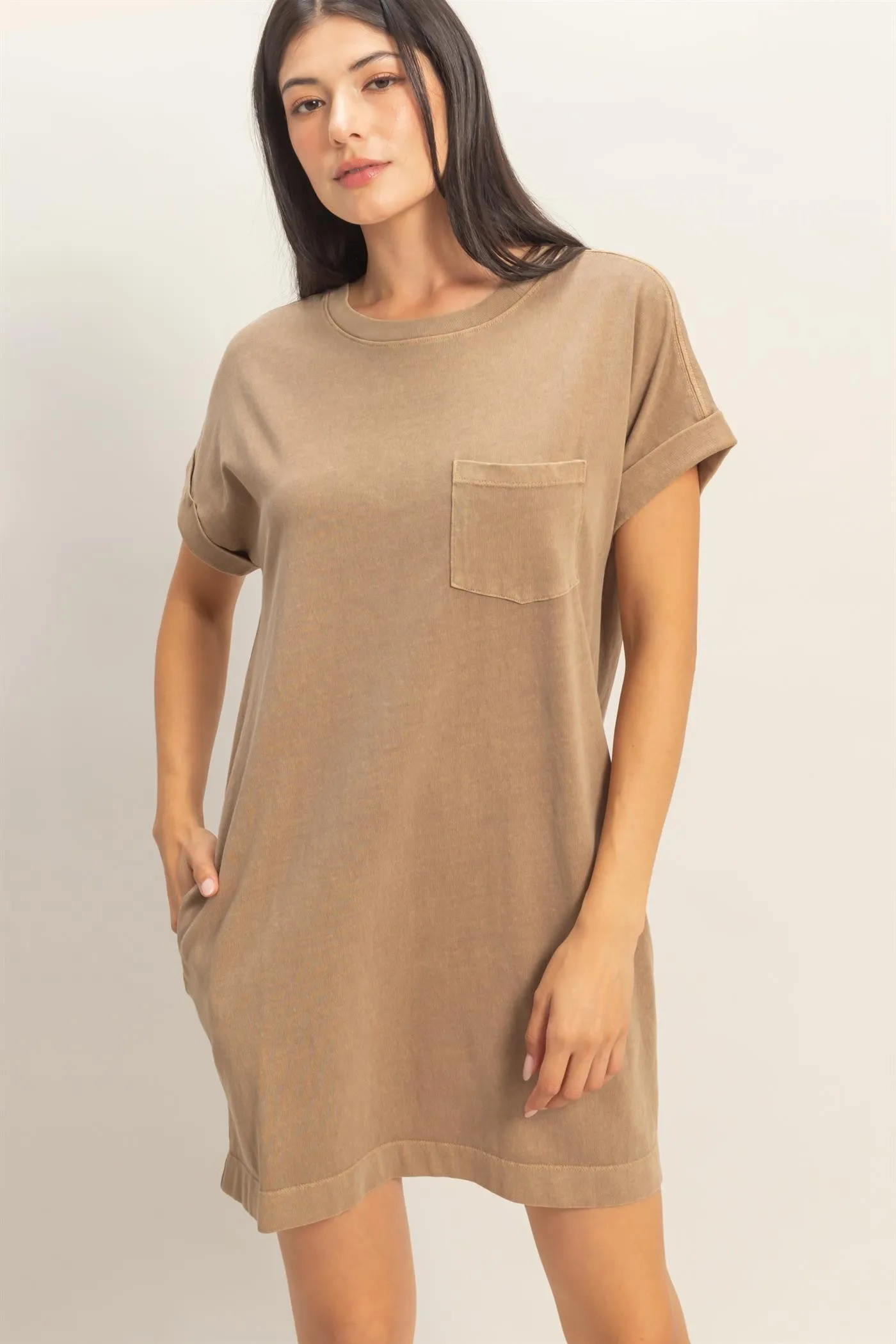 Mocha T-Shirt Mini Dress sold by Pinkblush