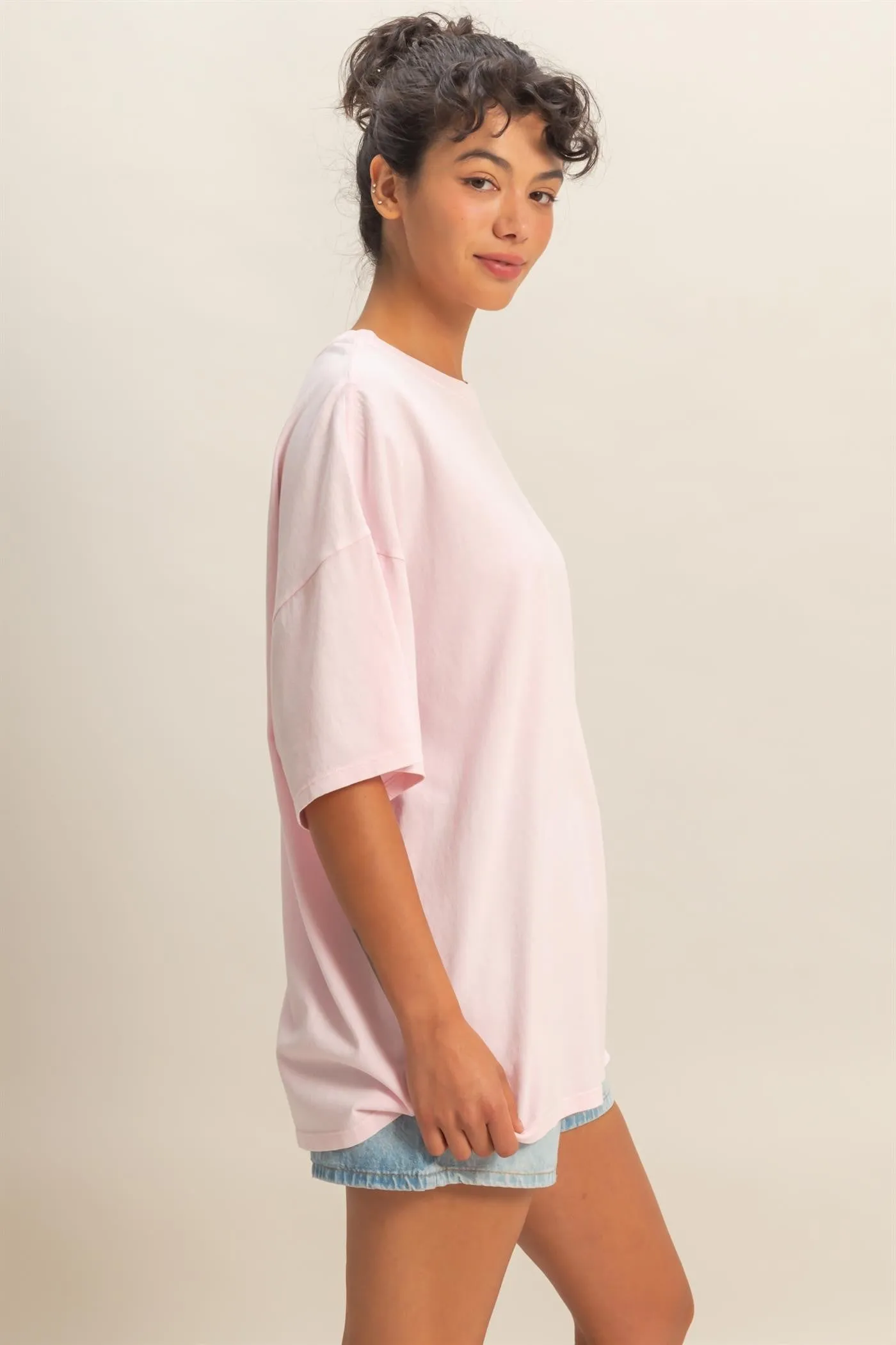 Soft Pink Oversized Mineral Wash T-Shirt sold by Pinkblush product image thumbnail 2