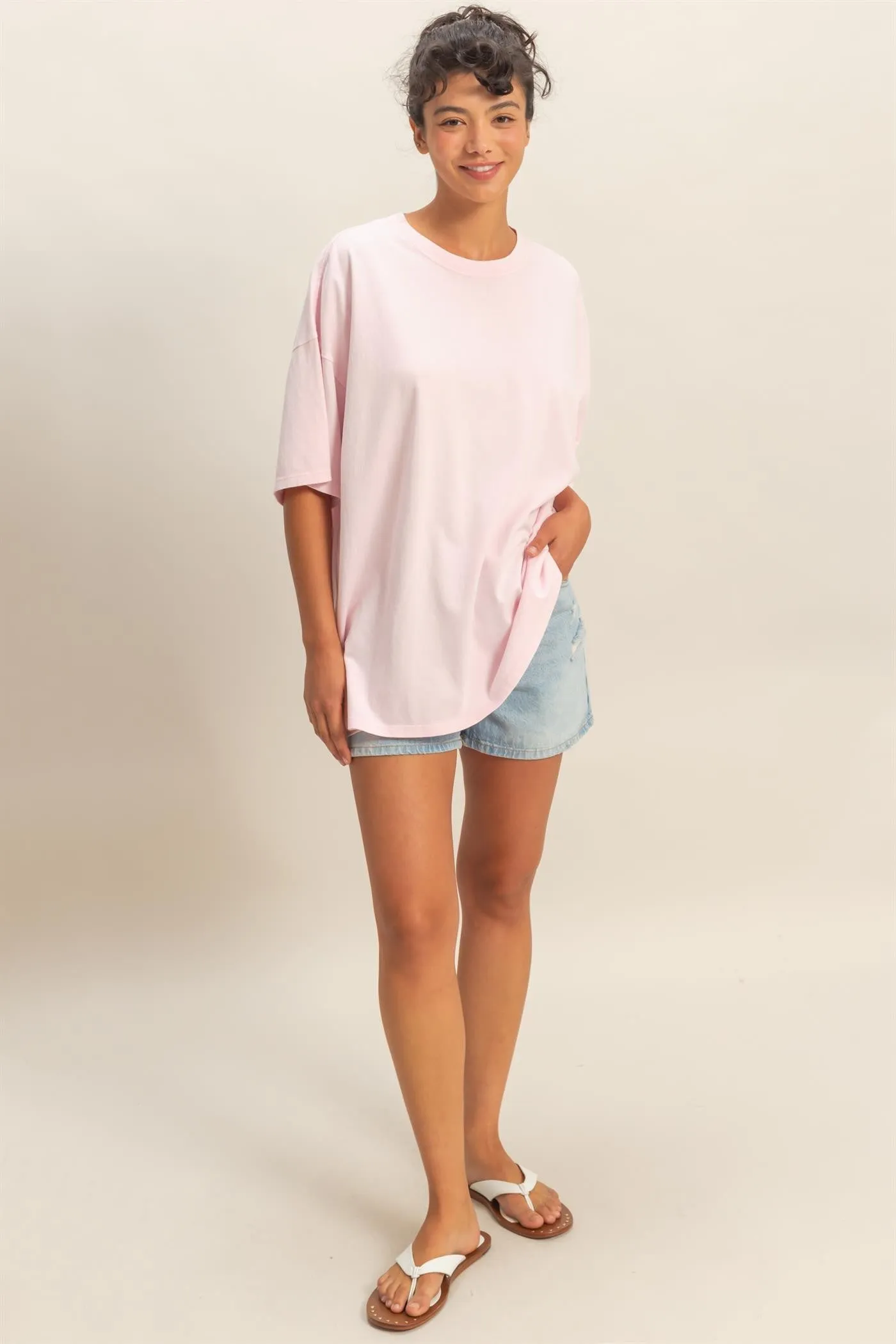 Soft Pink Oversized Mineral Wash T-Shirt sold by Pinkblush product image thumbnail 4