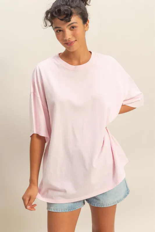 Soft Pink Oversized Mineral Wash T-Shirt sold by Pinkblush