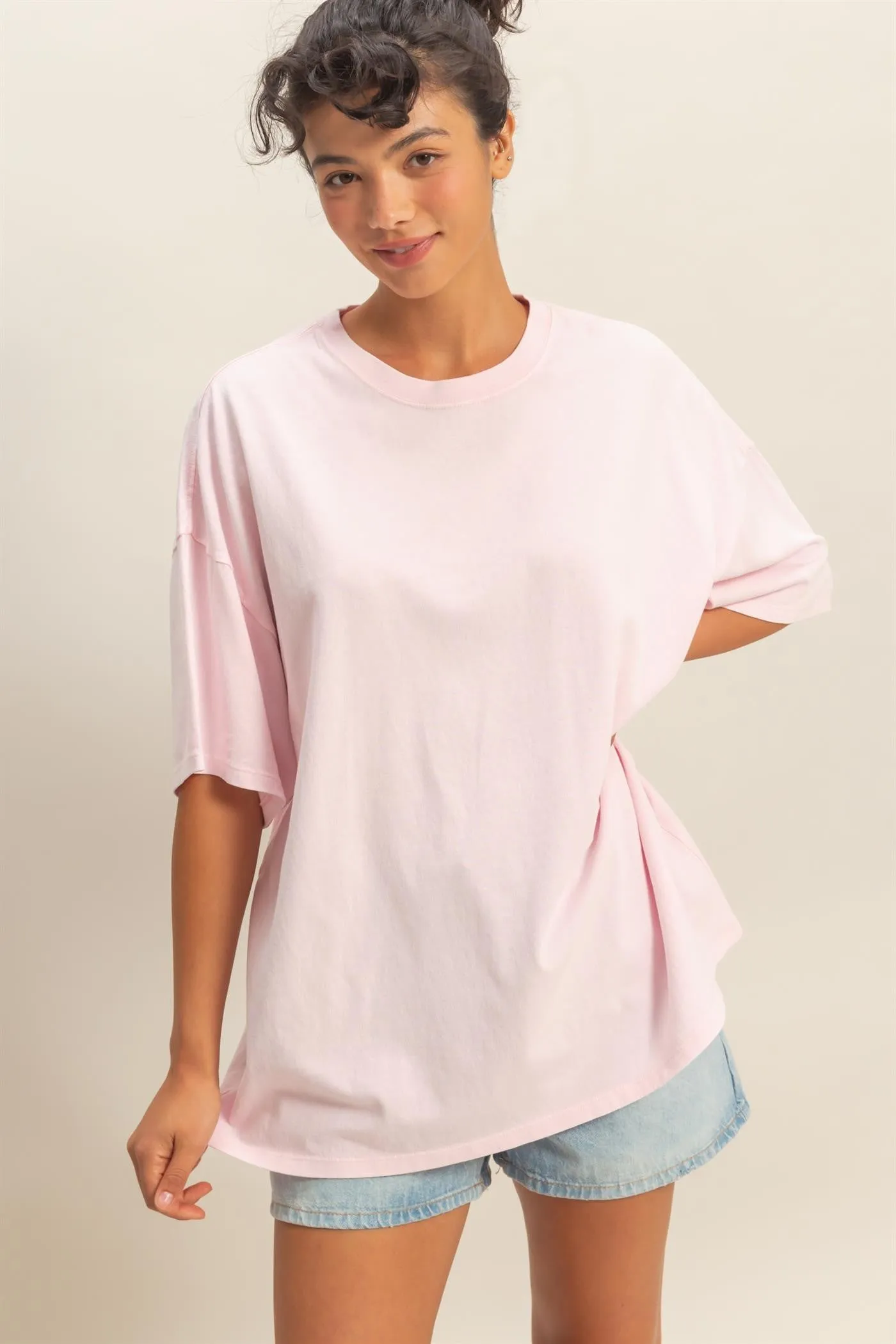 Soft Pink Oversized Mineral Wash T-Shirt sold by Pinkblush