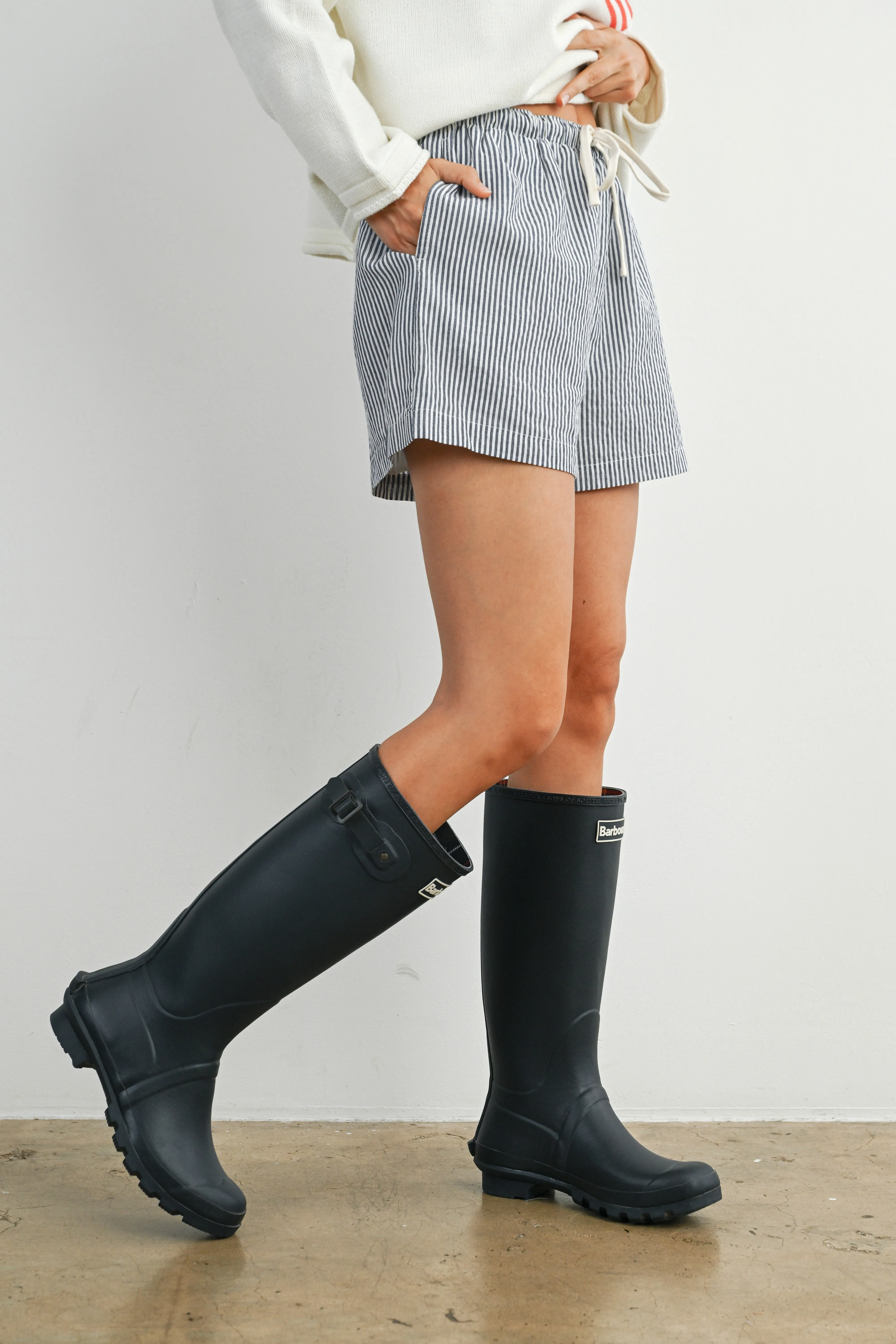 Navy Striped Drawstring Shorts sold by Pinkblush product image thumbnail 3