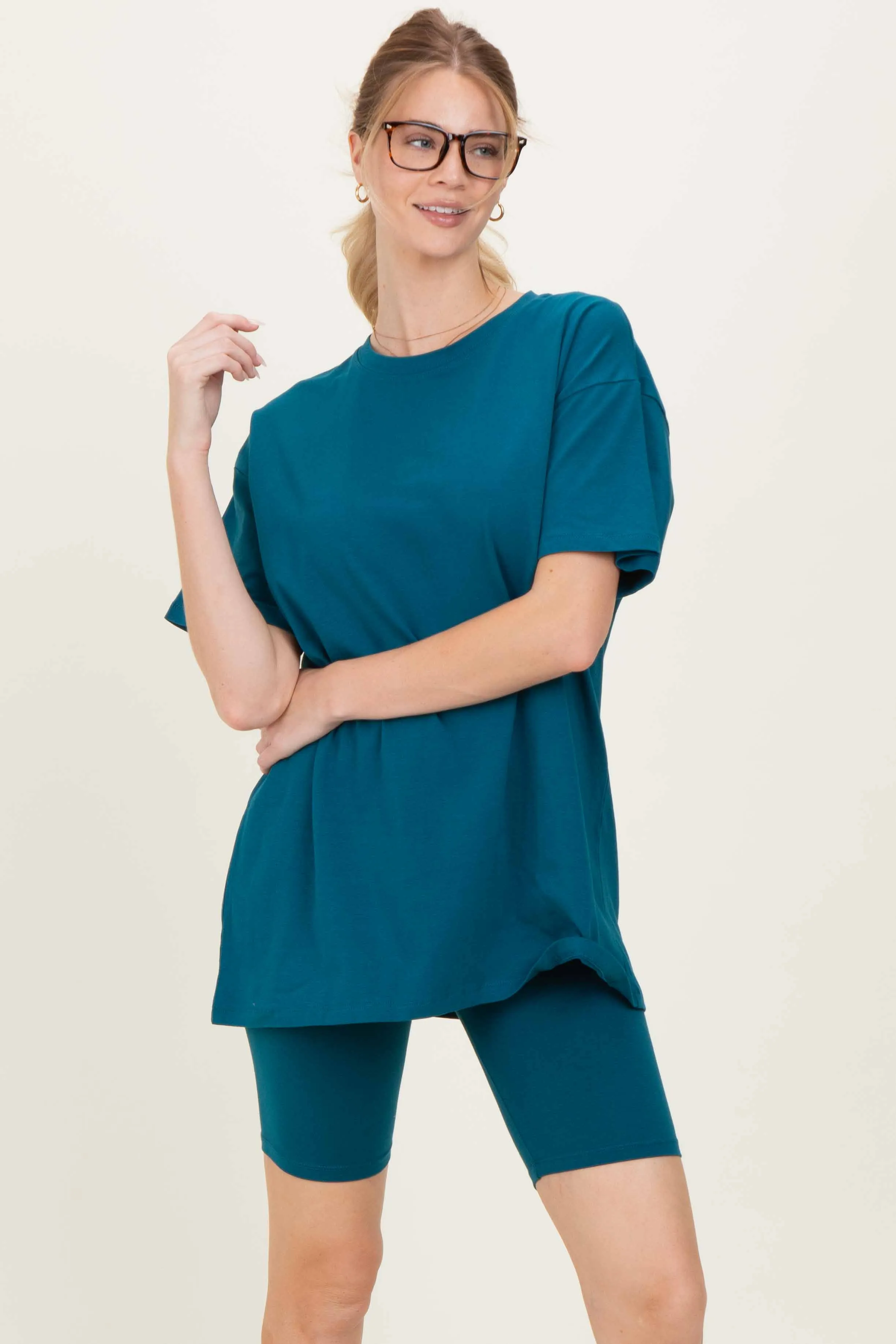 Teal Biker Shorts Set sold by Pinkblush product image thumbnail 2