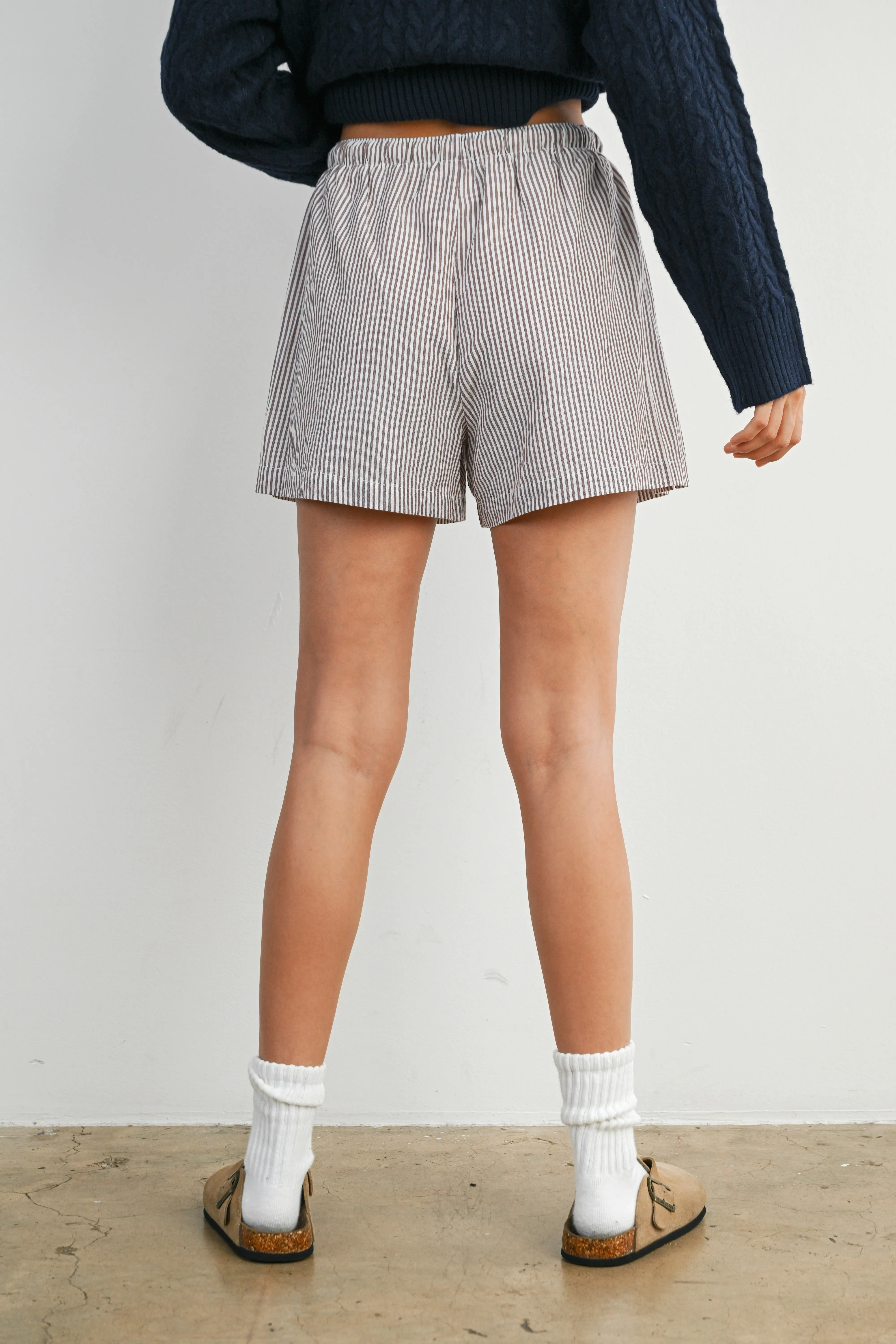 Brown Striped Drawstring Shorts sold by Pinkblush product image thumbnail 5