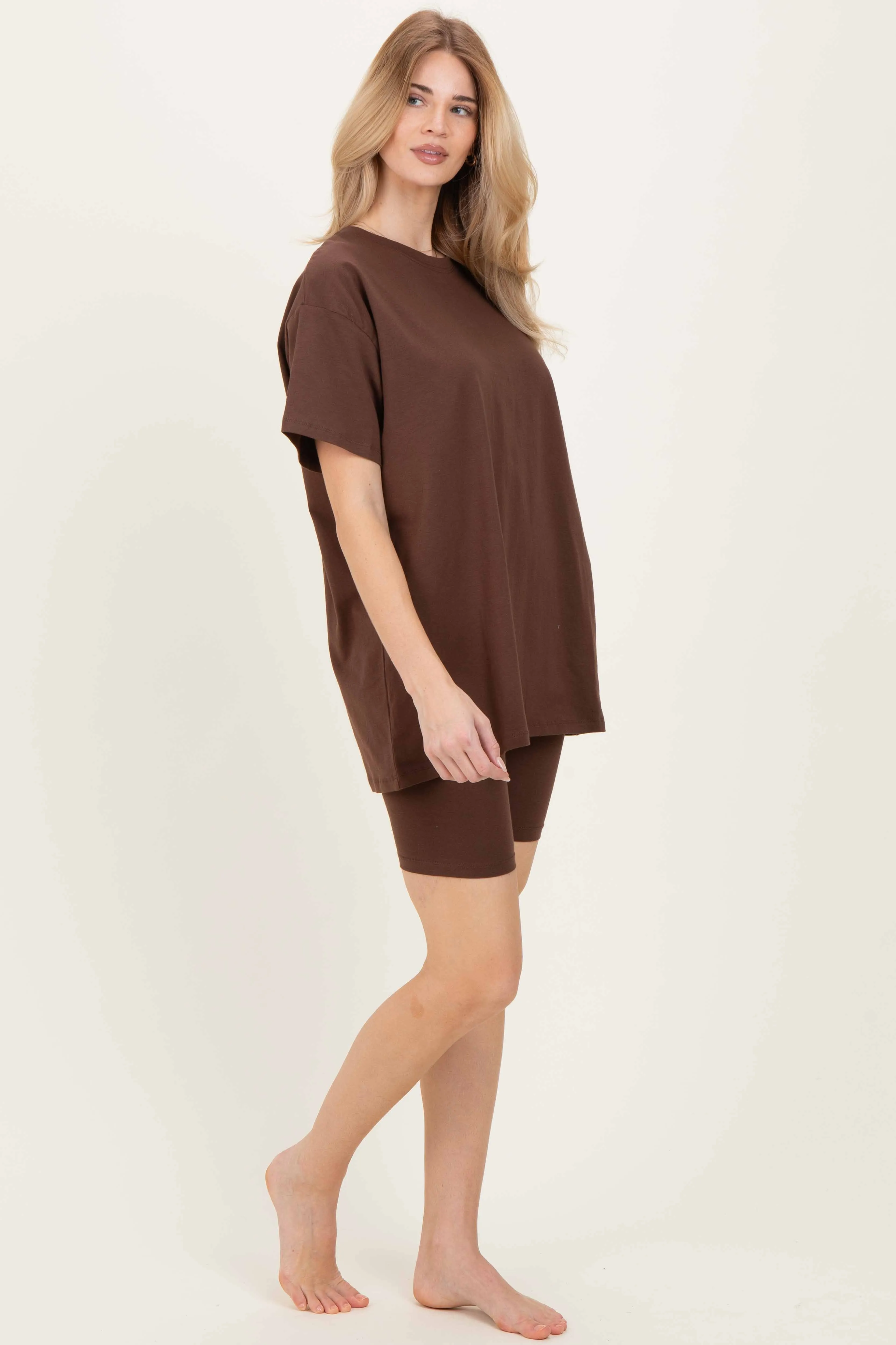 Brown Biker Shorts Set sold by Pinkblush product image thumbnail 3