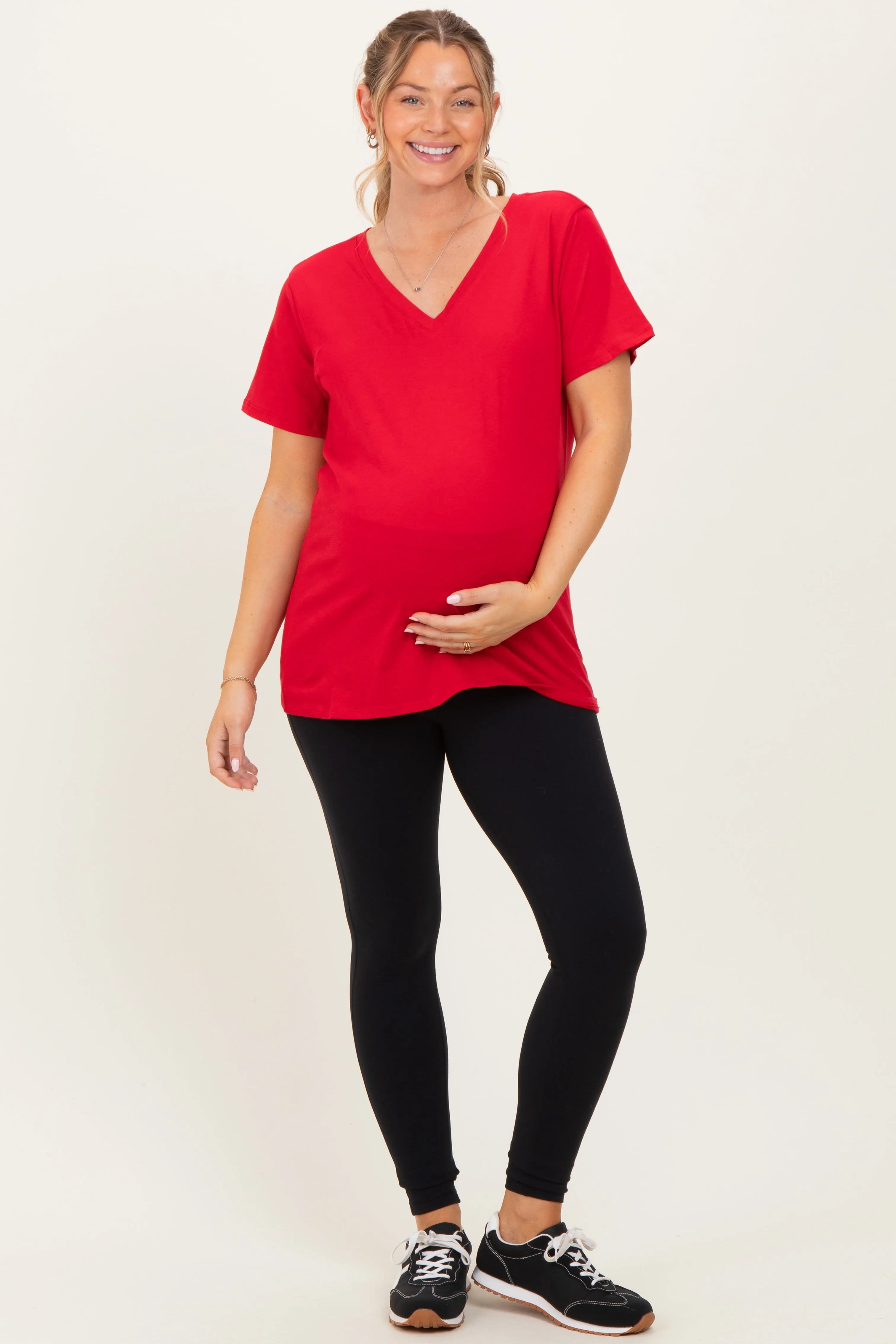 Ruby Oversized V-Neck Short Sleeve Maternity Tee sold by Pinkblush product image thumbnail 2