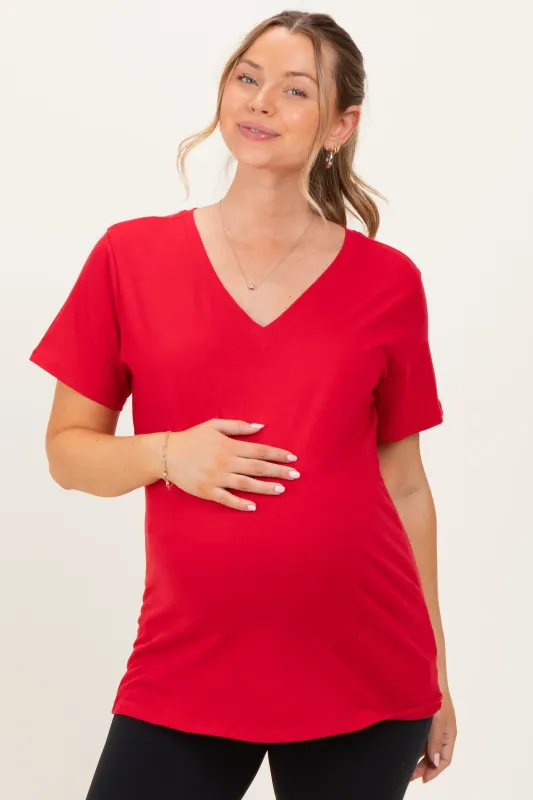 Ruby Oversized V-Neck Short Sleeve Maternity Tee sold by Pinkblush