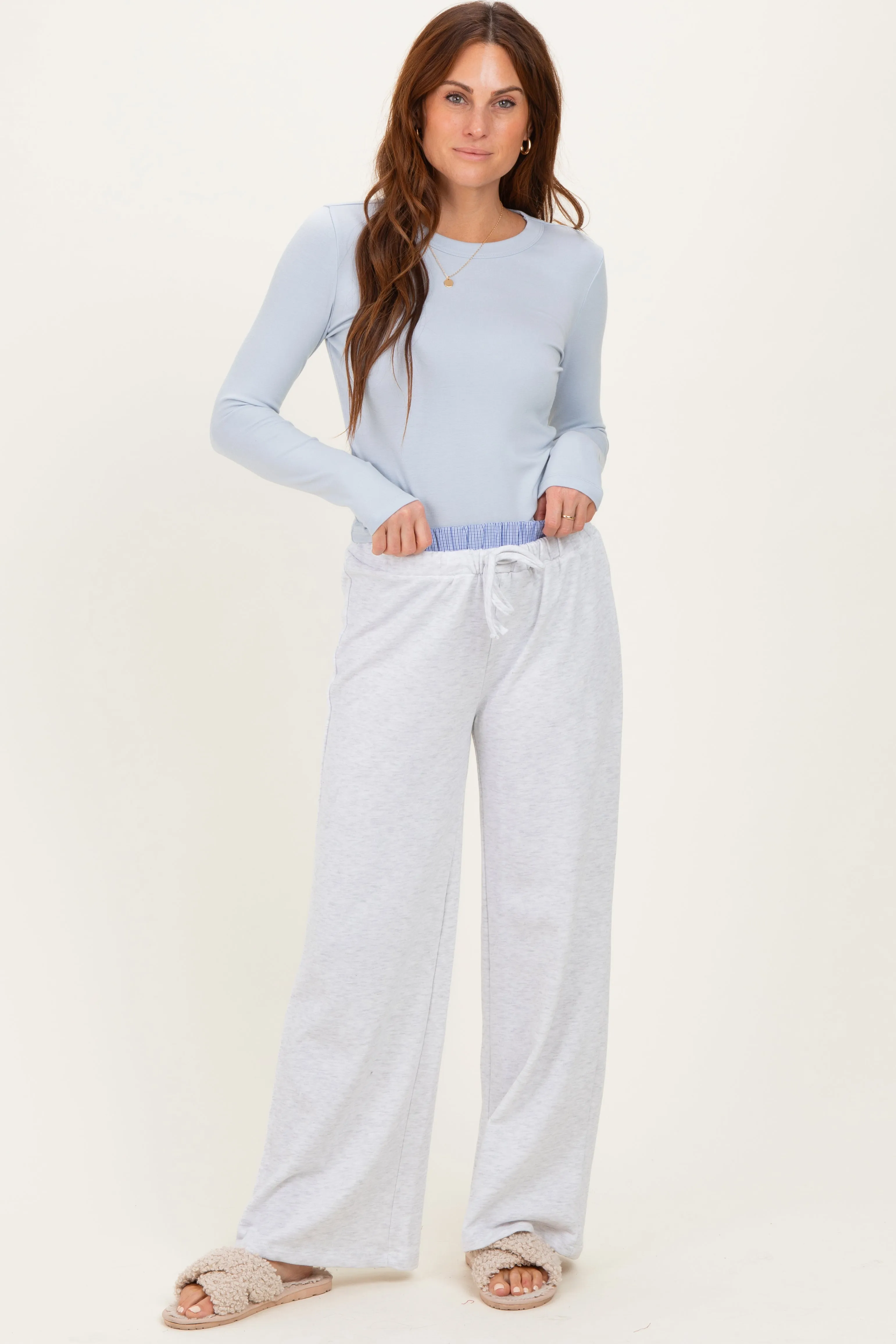Heather Grey Contrast Waistband Lounge Pants sold by Pinkblush