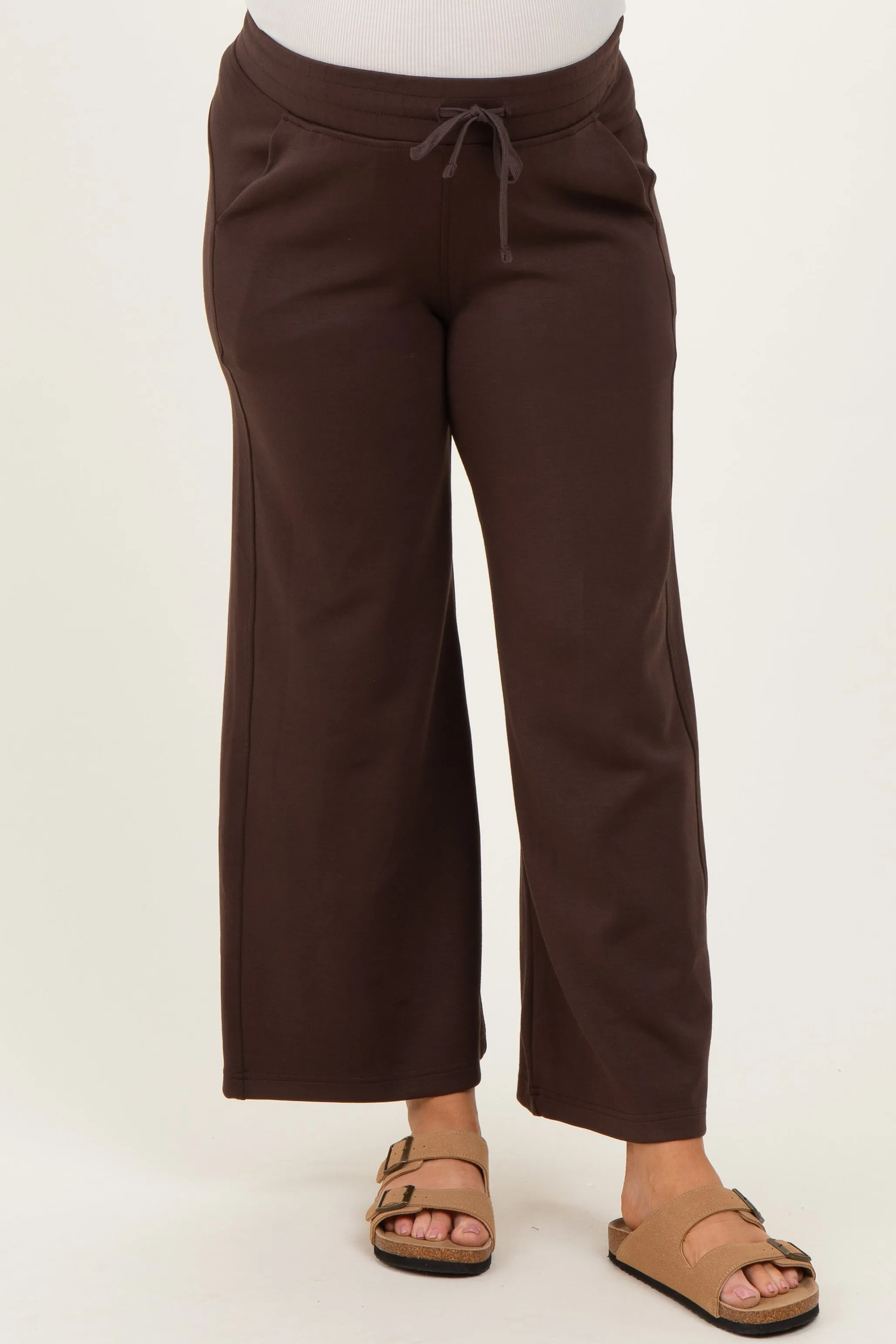 Dark Mocha Ankle Wide Leg Maternity Lounge Pants sold by Pinkblush product image thumbnail 3