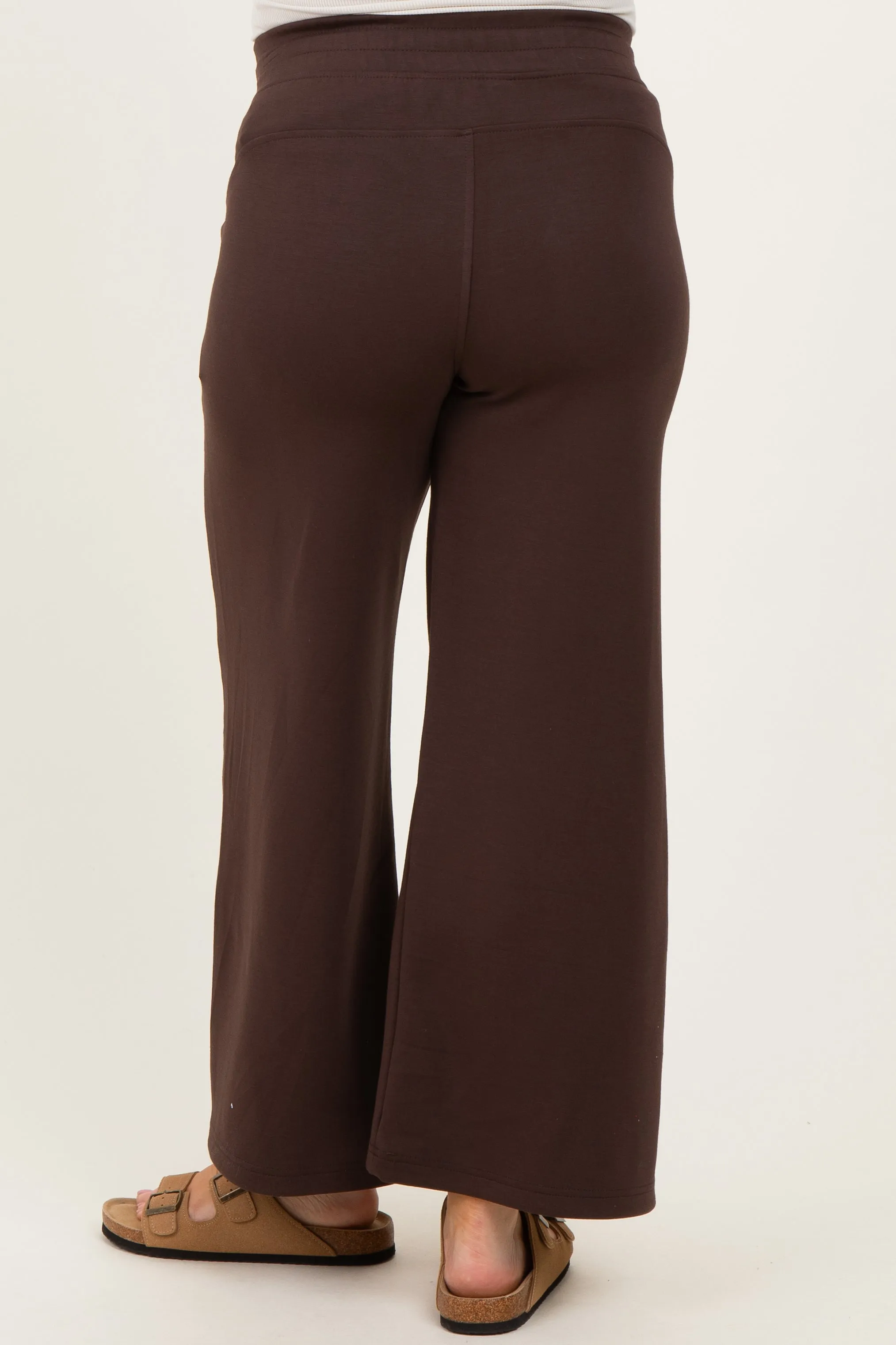 Dark Mocha Ankle Wide Leg Maternity Lounge Pants sold by Pinkblush product image thumbnail 5