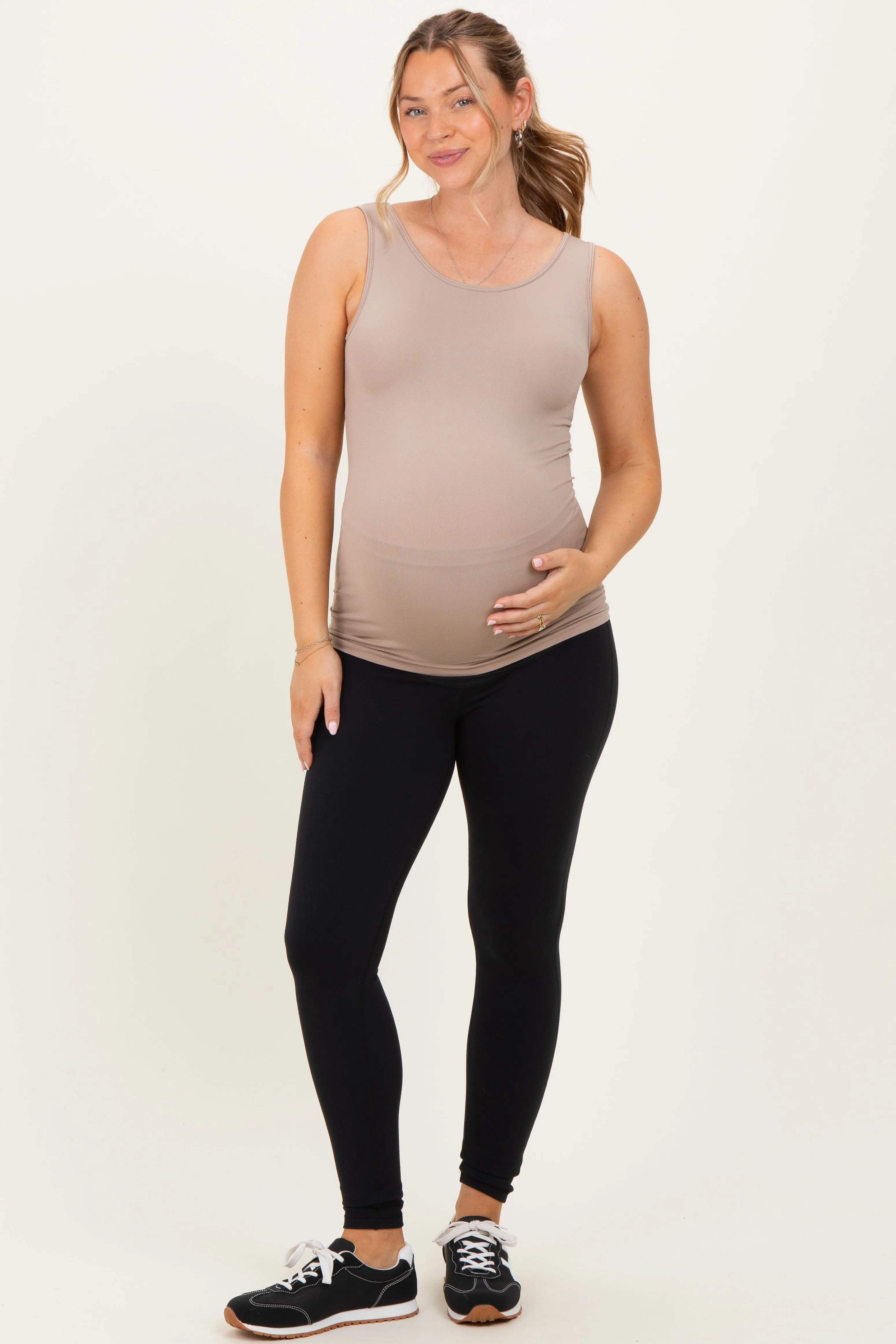 Ash Mocha Basic Seamless Maternity Tank sold by Pinkblush product image thumbnail 3