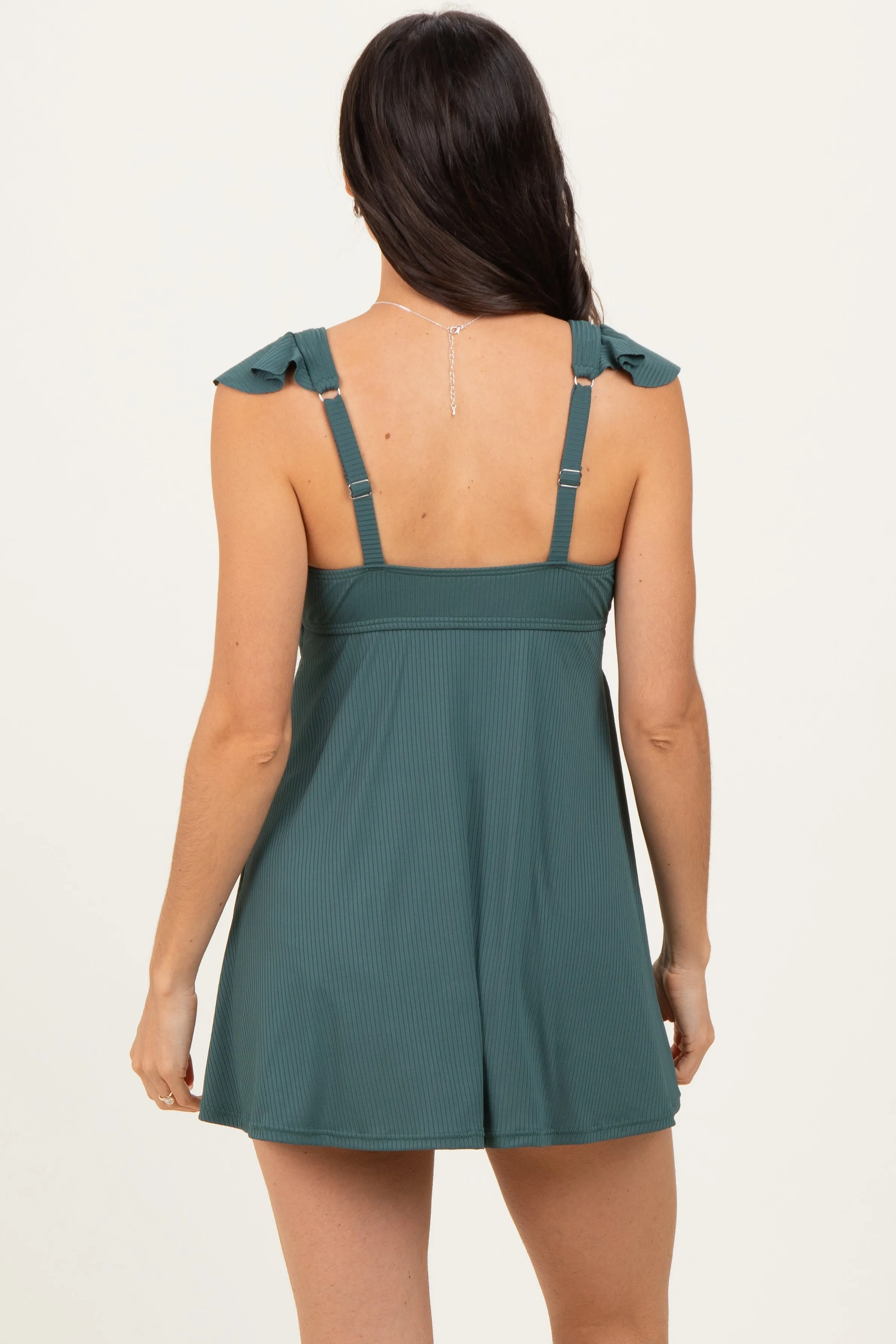 Forest Green Tie Front Cutout Swim Dress sold by Pinkblush product image thumbnail 4