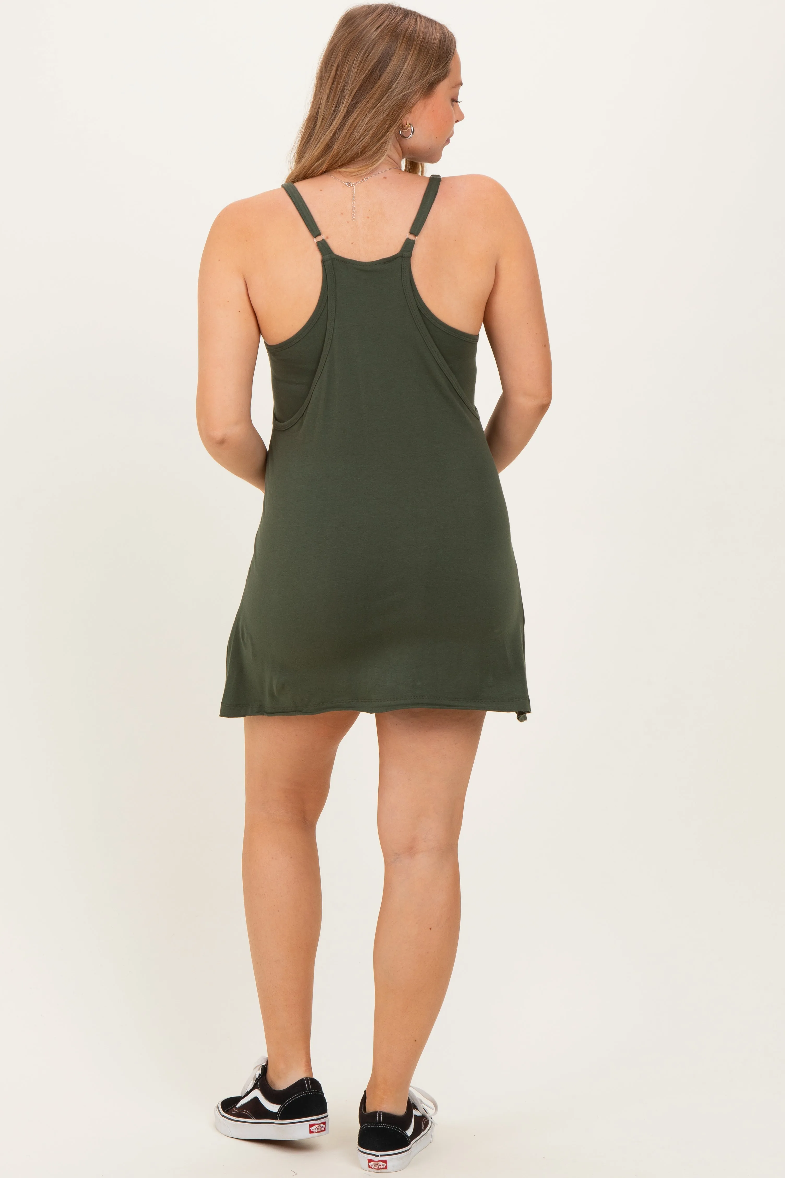 Dark Olive Racerback Maternity Romper Dress sold by Pinkblush product image thumbnail 4