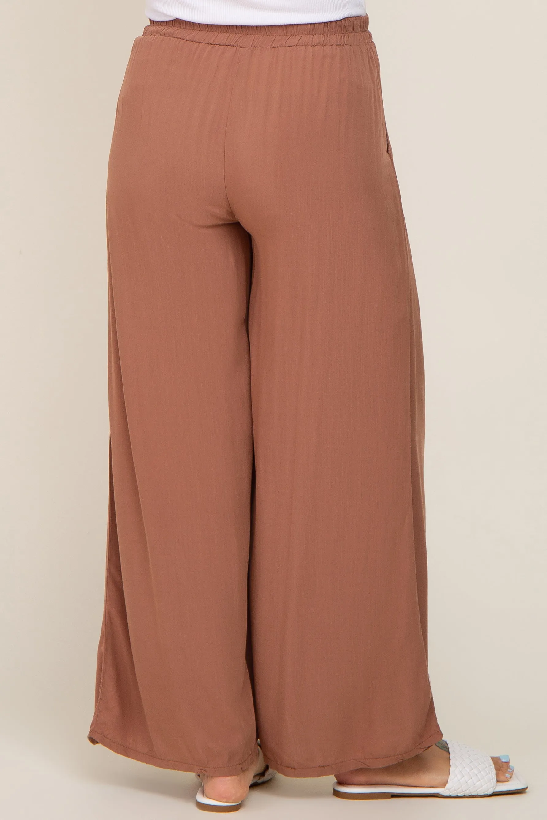 Camel Wide Leg Lightweight Maternity Pants sold by Pinkblush product image thumbnail 4