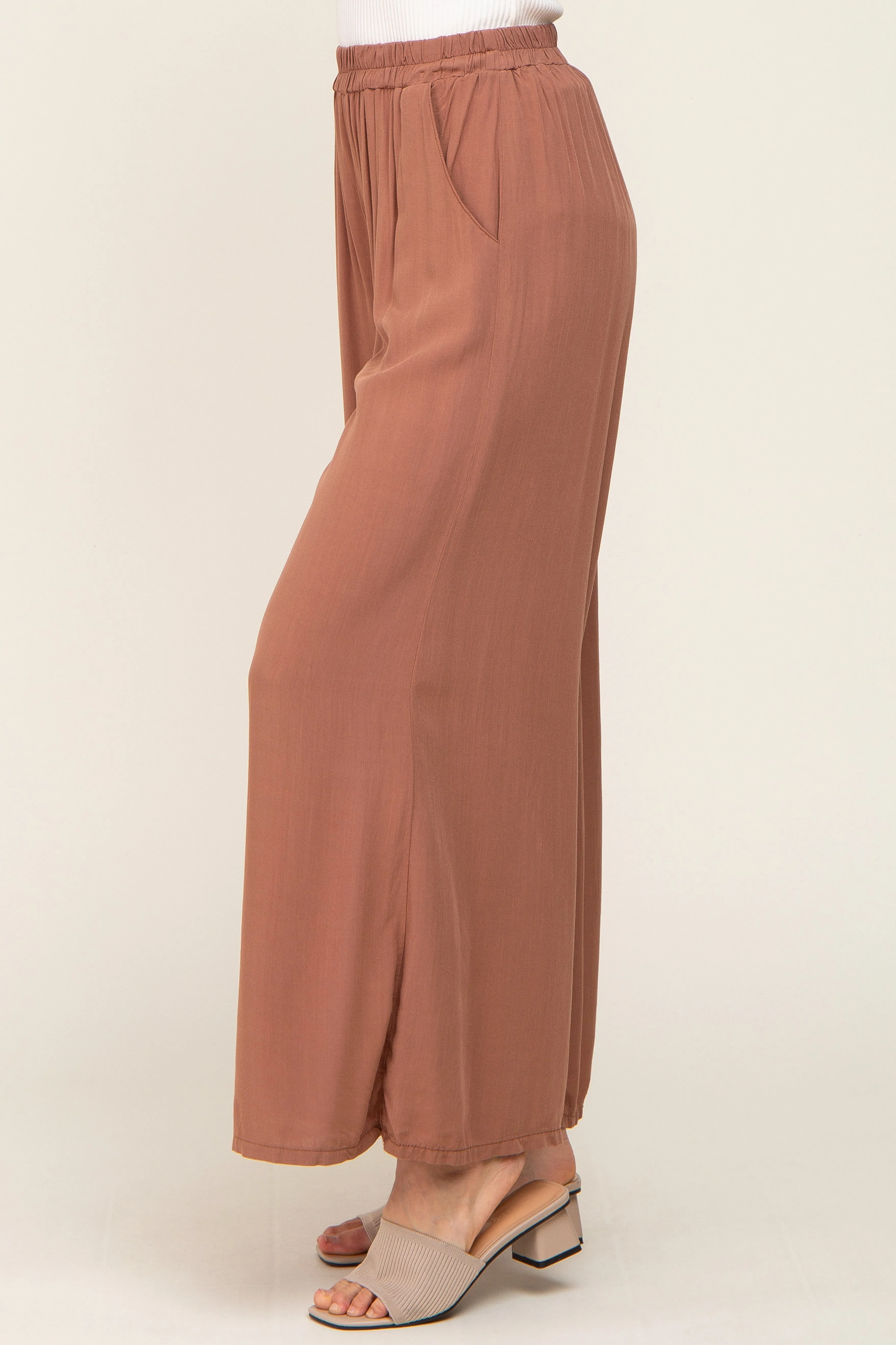 Camel Wide Leg Lightweight Pants sold by Pinkblush product image thumbnail 3