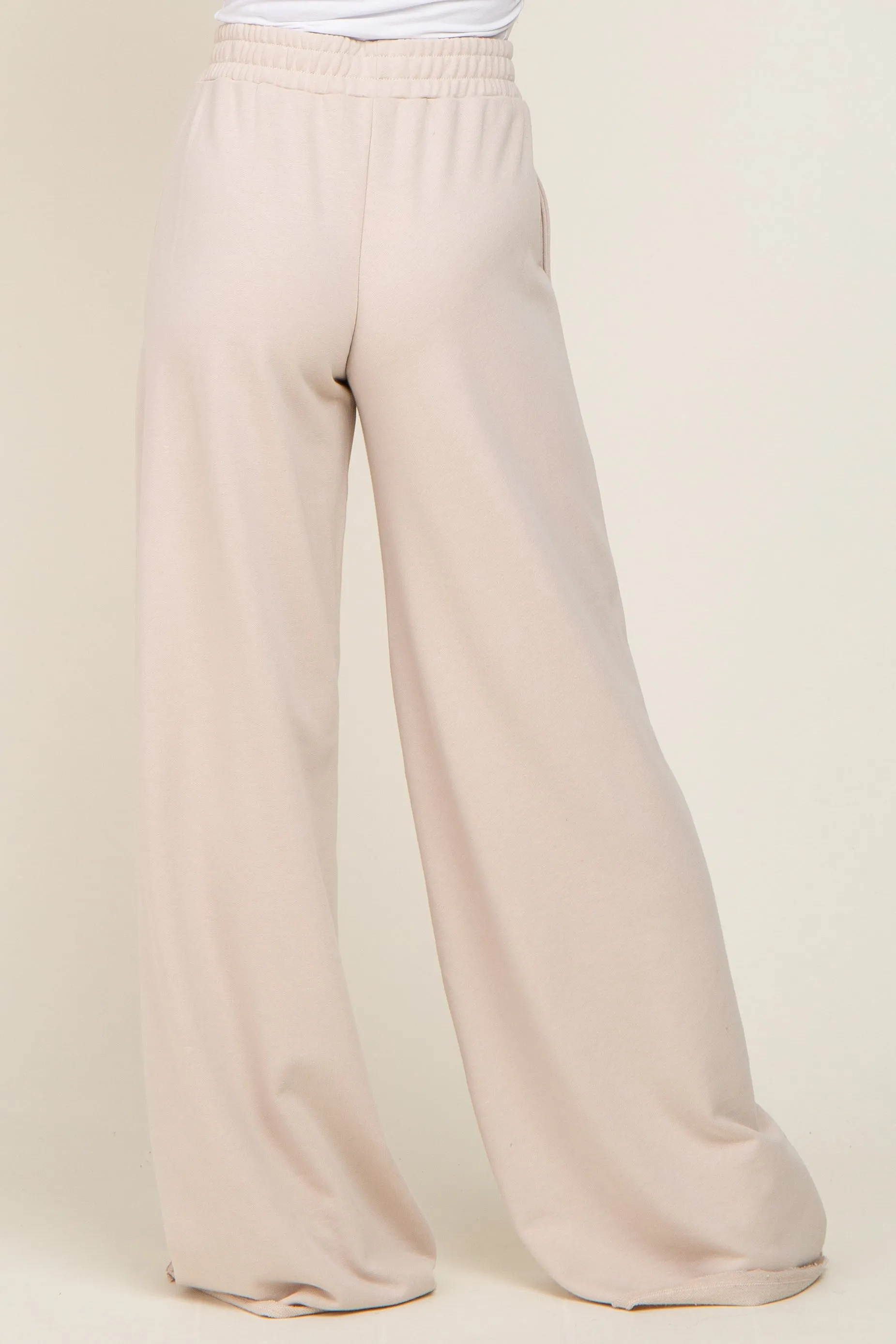 Beige Wide Leg Fray Hem Sweatpants sold by Pinkblush product image thumbnail 4