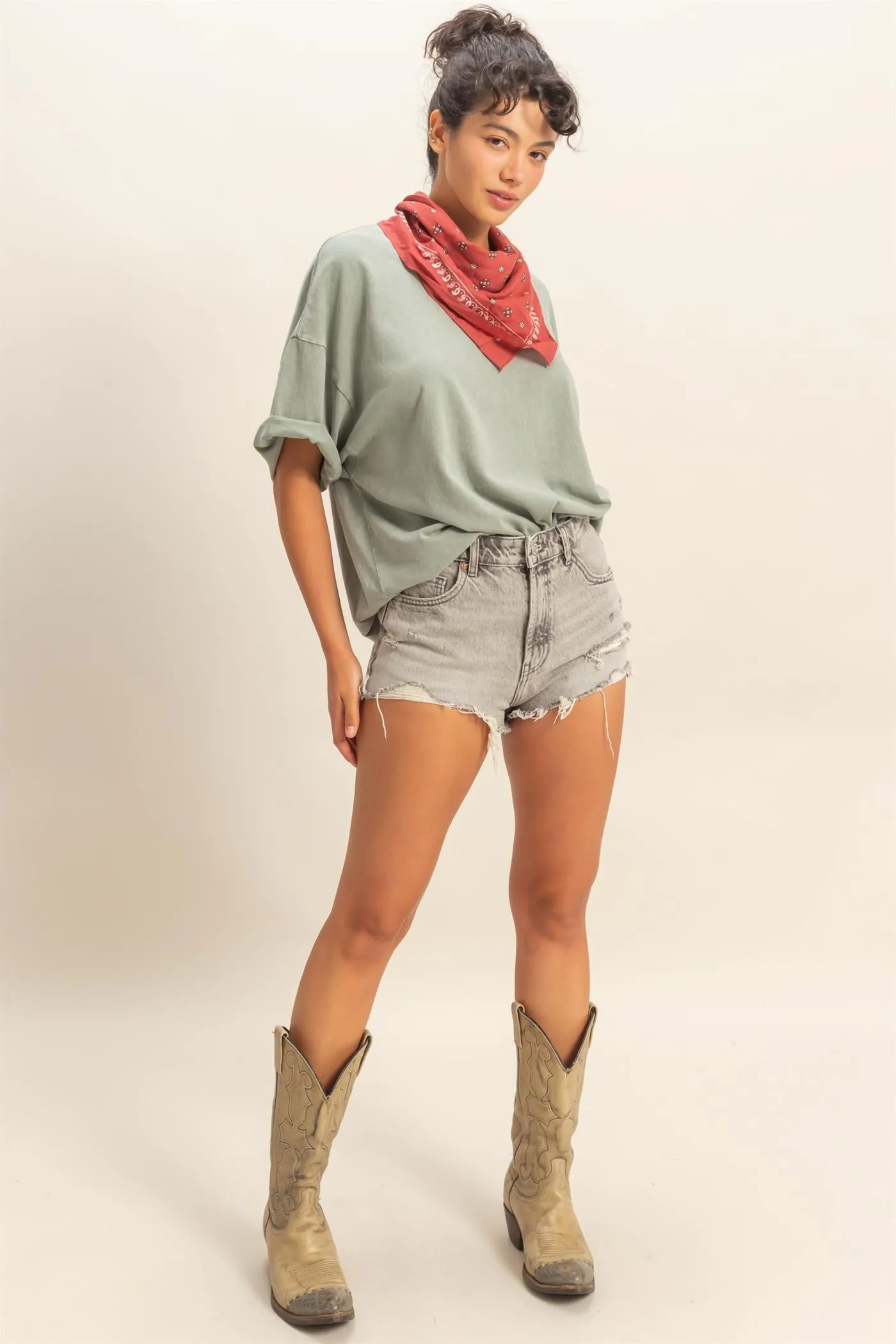 Sage Oversized Mineral Wash T-Shirt sold by Pinkblush product image thumbnail 4