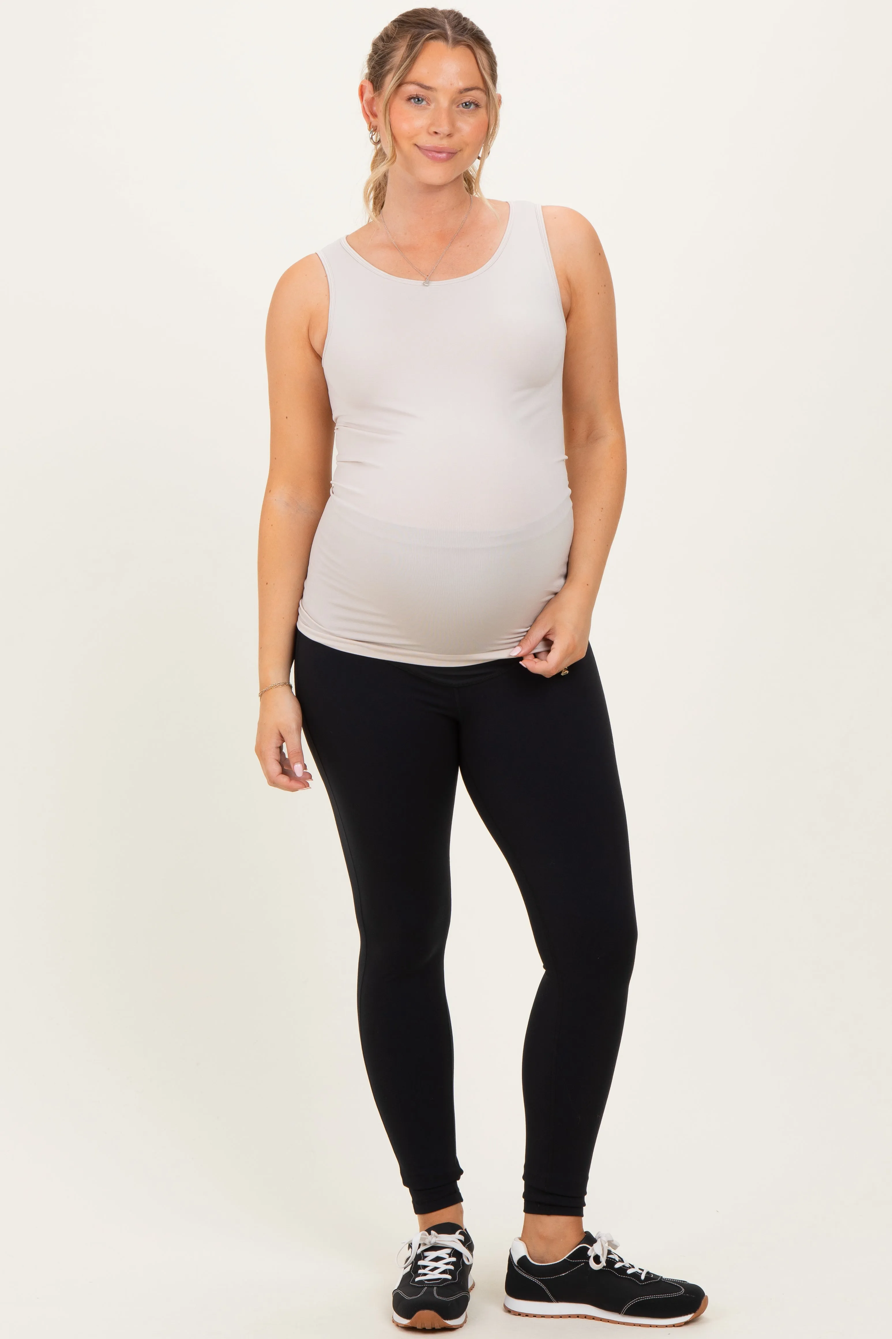 Cream Basic Seamless Maternity Tank sold by Pinkblush product image thumbnail 3