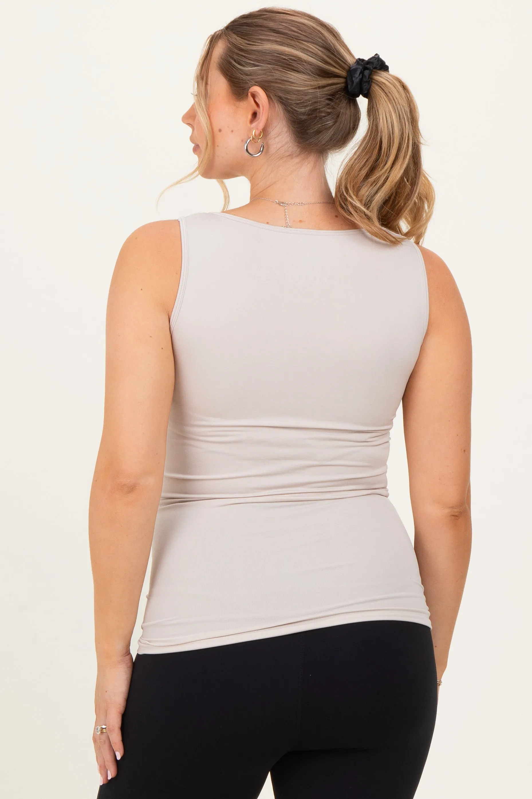 Cream Basic Seamless Maternity Tank sold by Pinkblush product image thumbnail 4