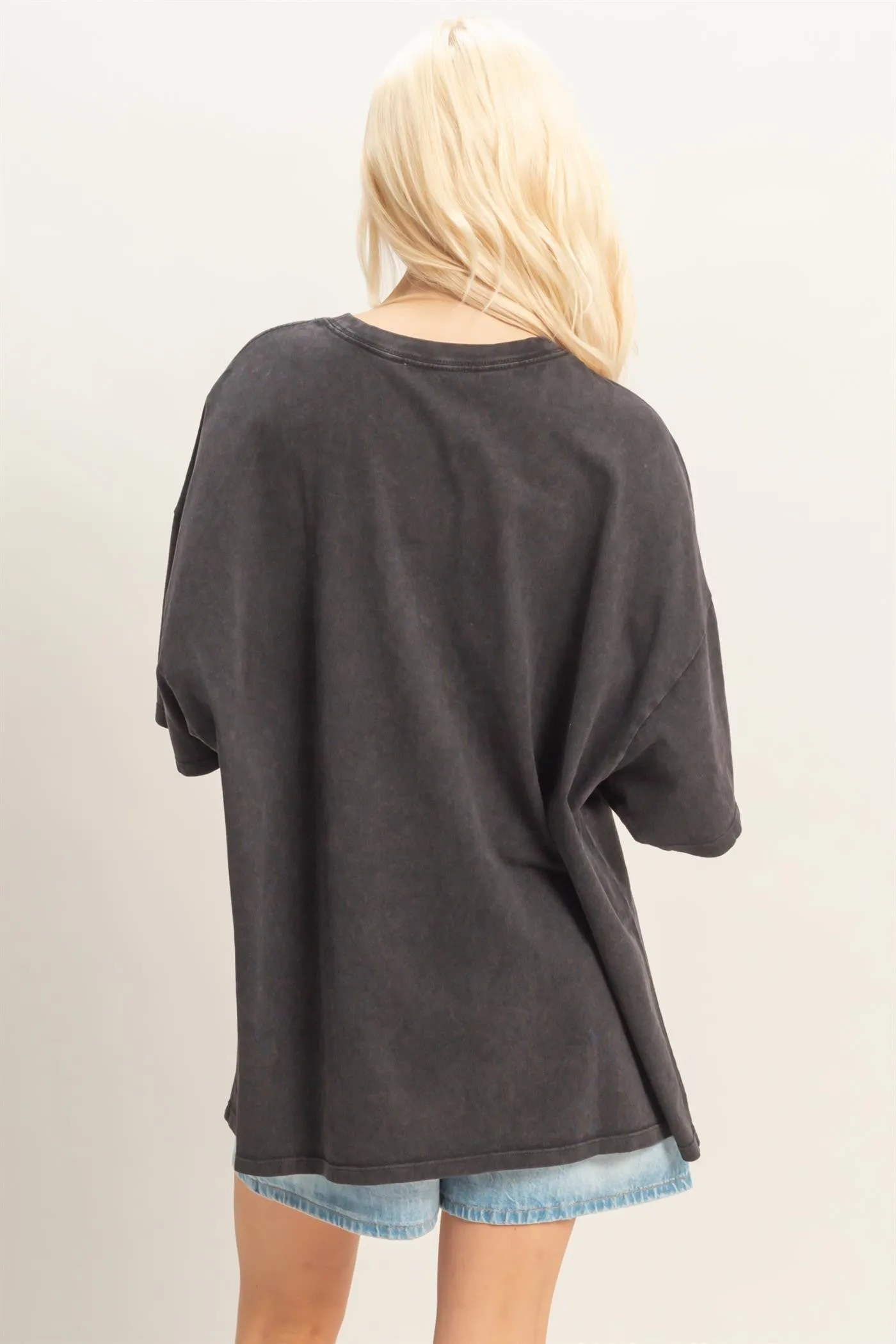 Black Oversized Mineral Wash T-Shirt sold by Pinkblush product image thumbnail 3