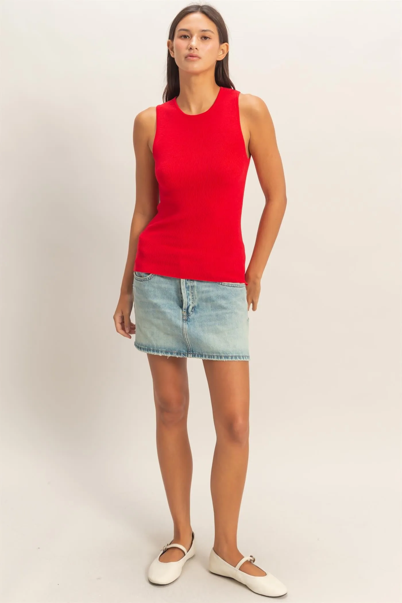 Red Ribbed Knit Tank Top sold by Pinkblush product image thumbnail 4