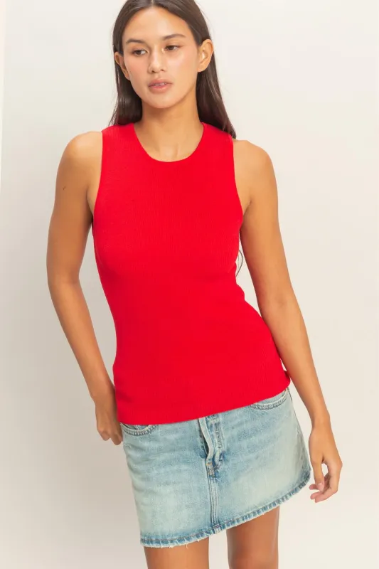 Red Ribbed Knit Tank Top sold by Pinkblush
