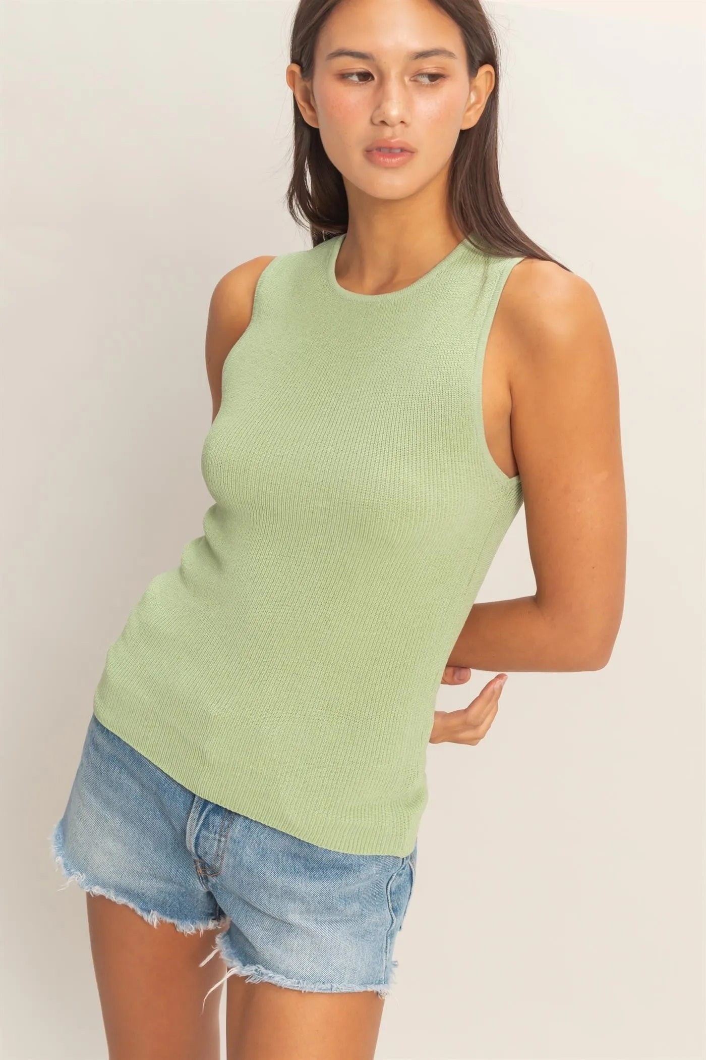 Sage Ribbed Knit Tank Top sold by Pinkblush product image thumbnail 2