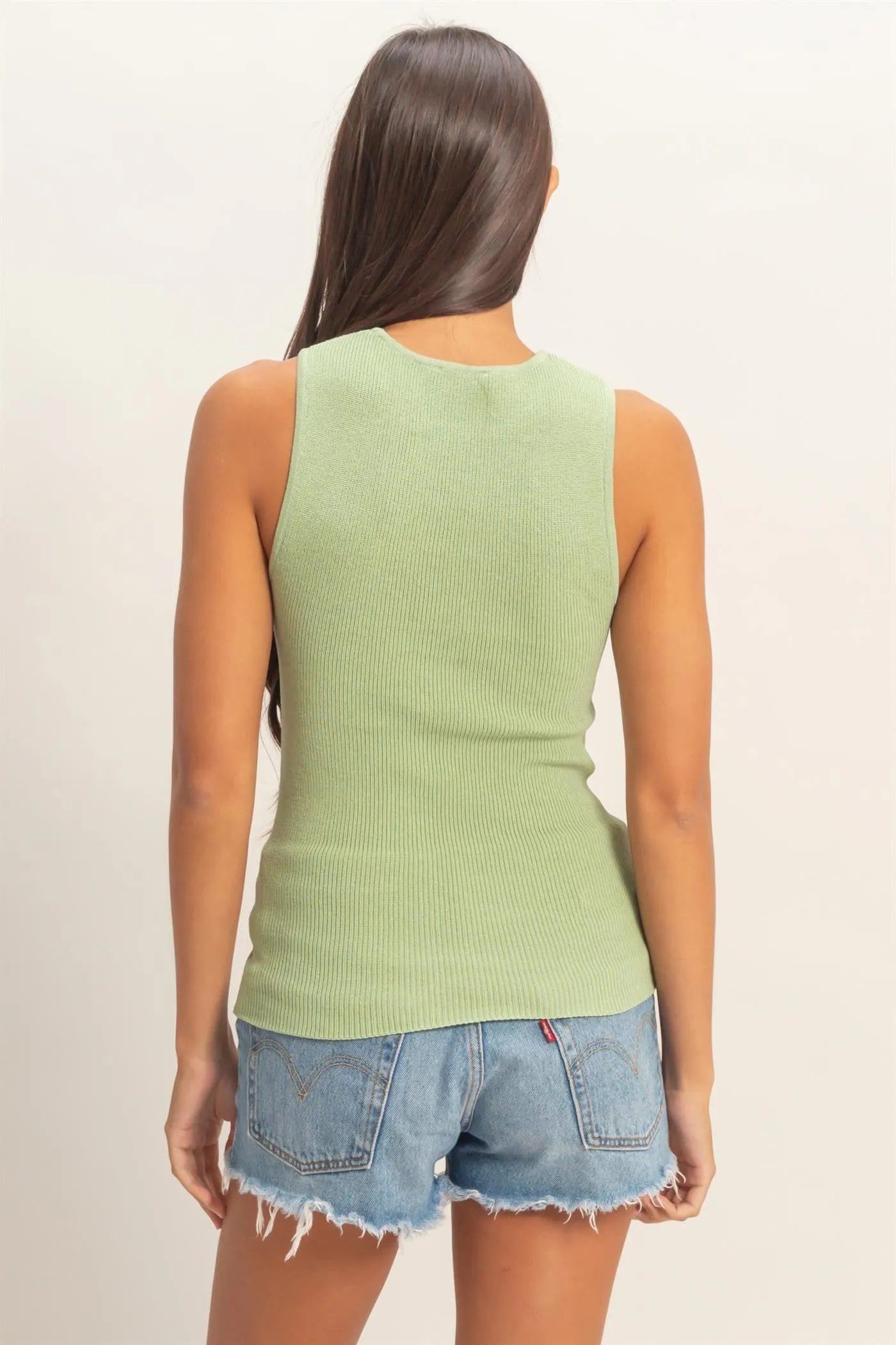 Sage Ribbed Knit Tank Top sold by Pinkblush product image thumbnail 3