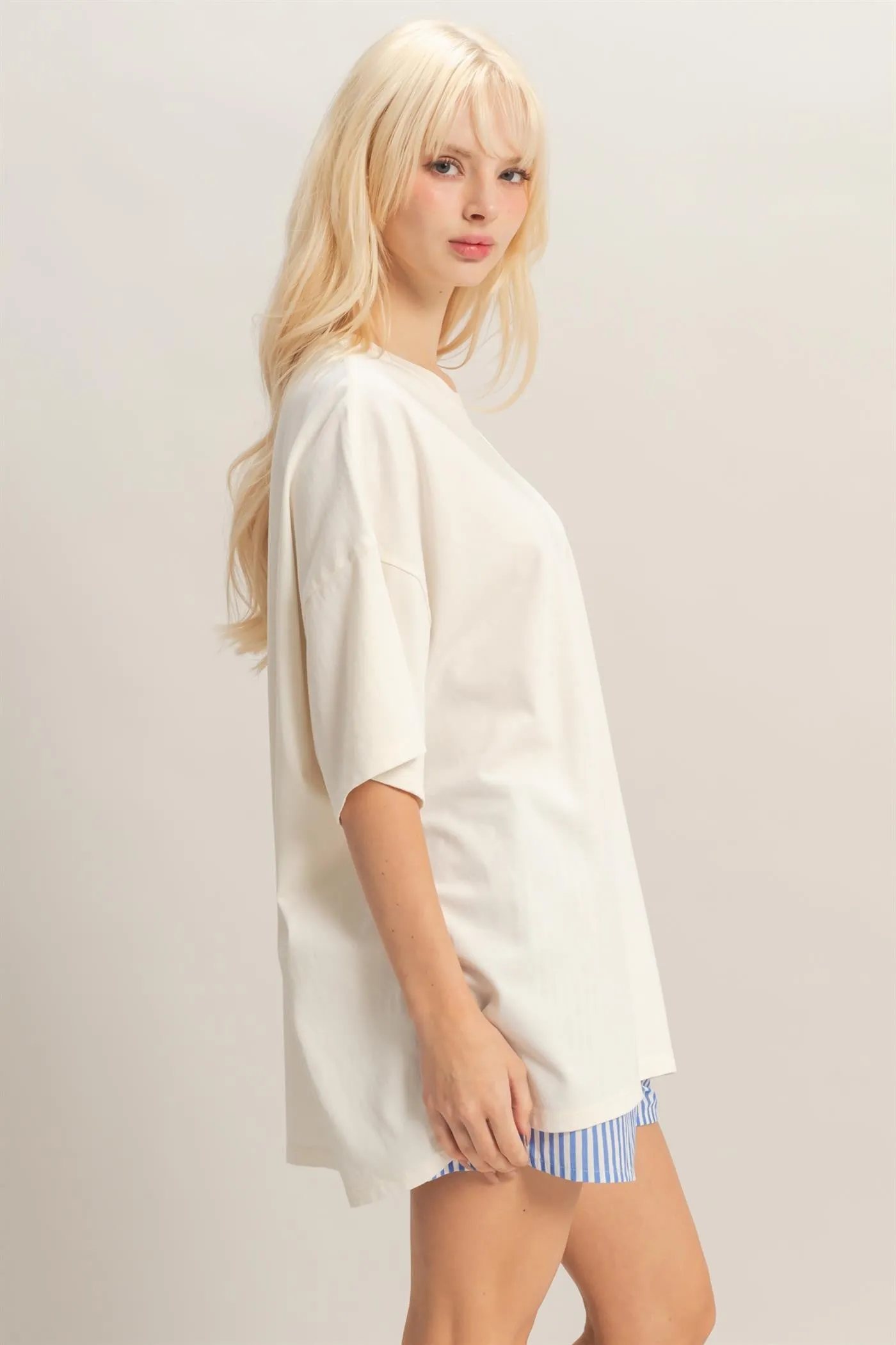 Ivory Oversized Mineral Wash T-Shirt sold by Pinkblush product image thumbnail 2