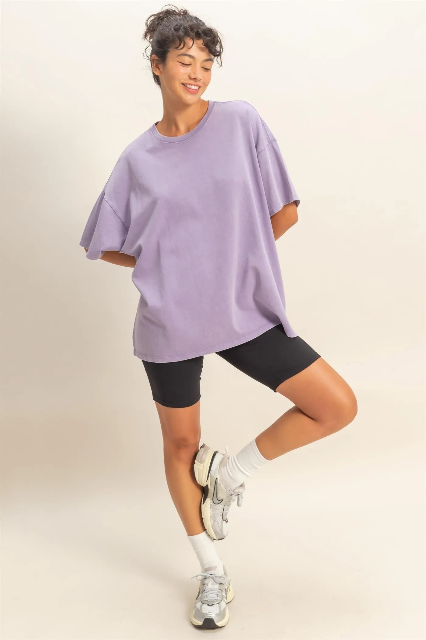 Dusty Purple Oversized Mineral Wash T-Shirt sold by Pinkblush product image thumbnail 4