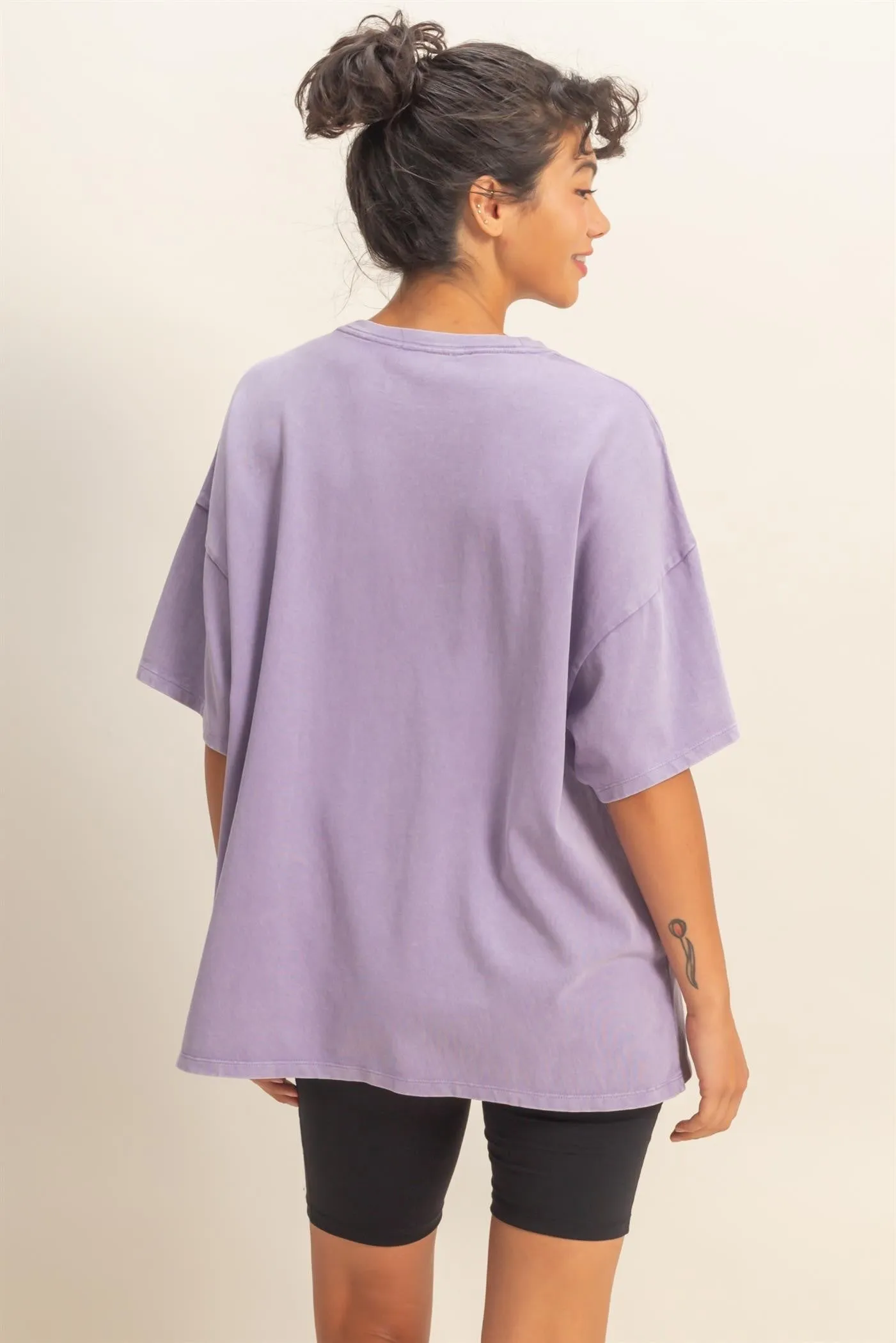 Dusty Purple Oversized Mineral Wash T-Shirt sold by Pinkblush product image thumbnail 3