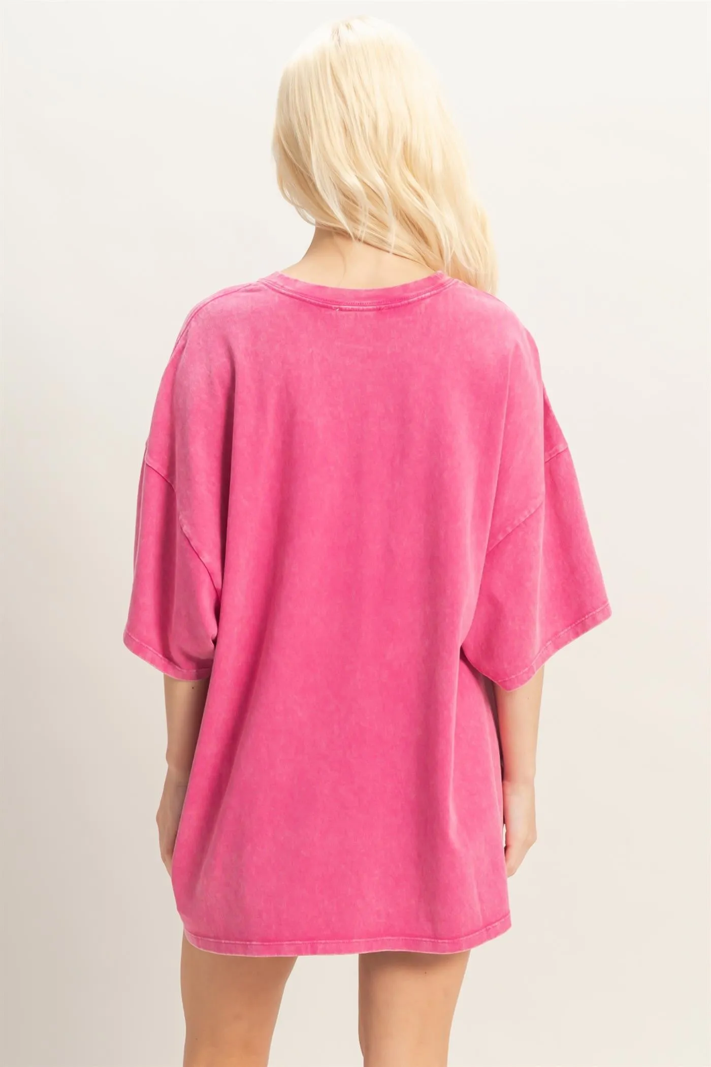 Fuchsia Oversized Mineral Wash T-Shirt sold by Pinkblush product image thumbnail 3