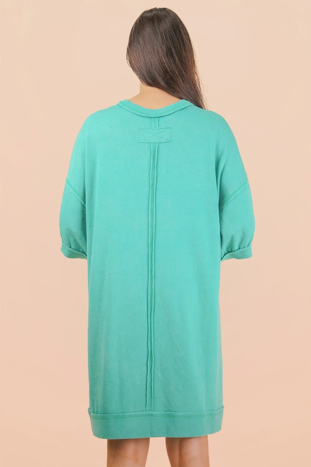 Seafoam Mineral Wash French Terry Knit T-Shirt Dress sold by Pinkblush product image thumbnail 3