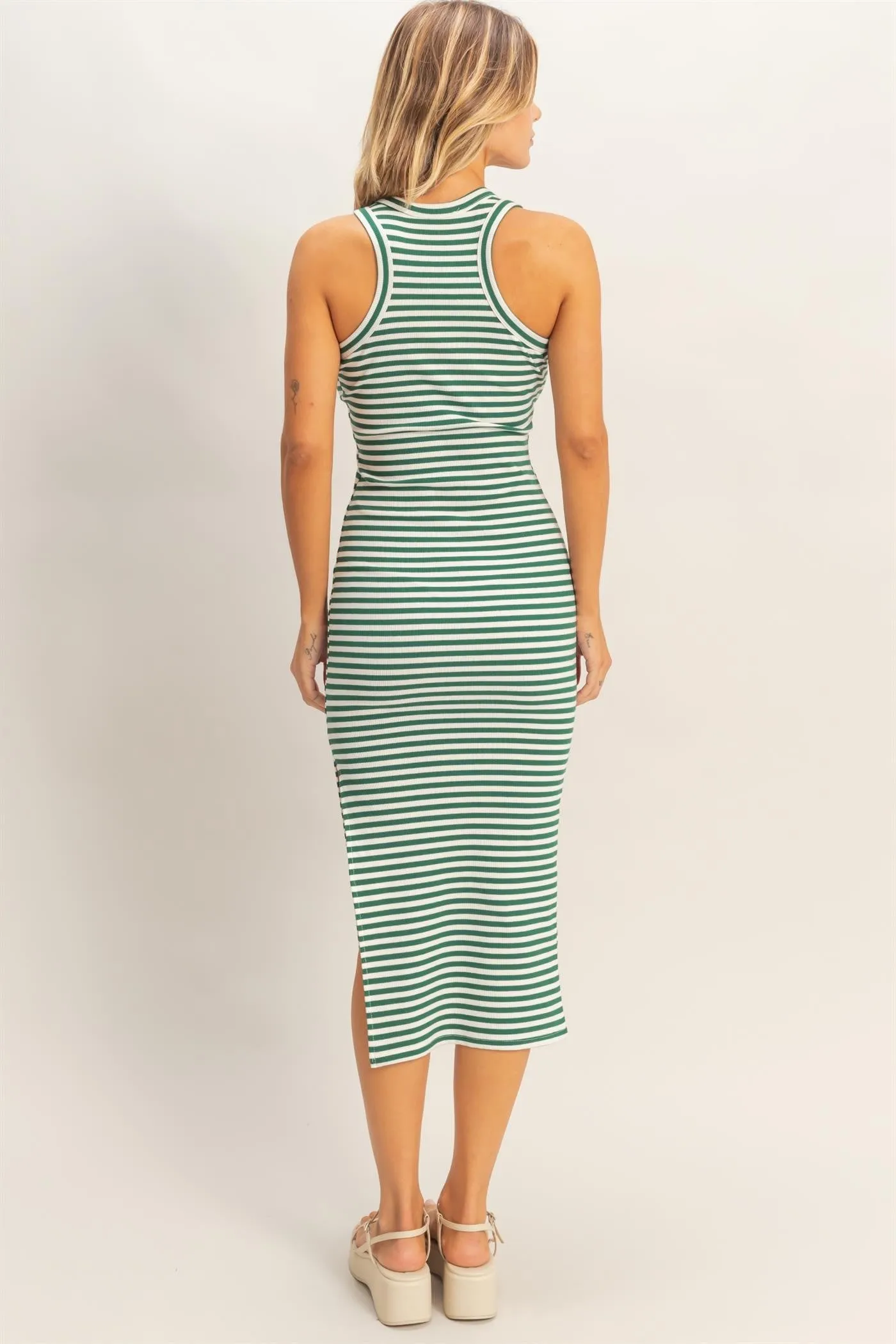 Green Striped Side Slit Tank Dress sold by Pinkblush product image thumbnail 3