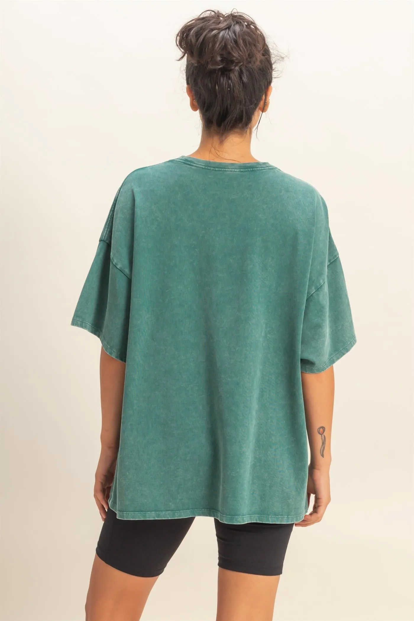 Dark Teal Oversized Mineral Wash T-Shirt sold by Pinkblush product image thumbnail 3