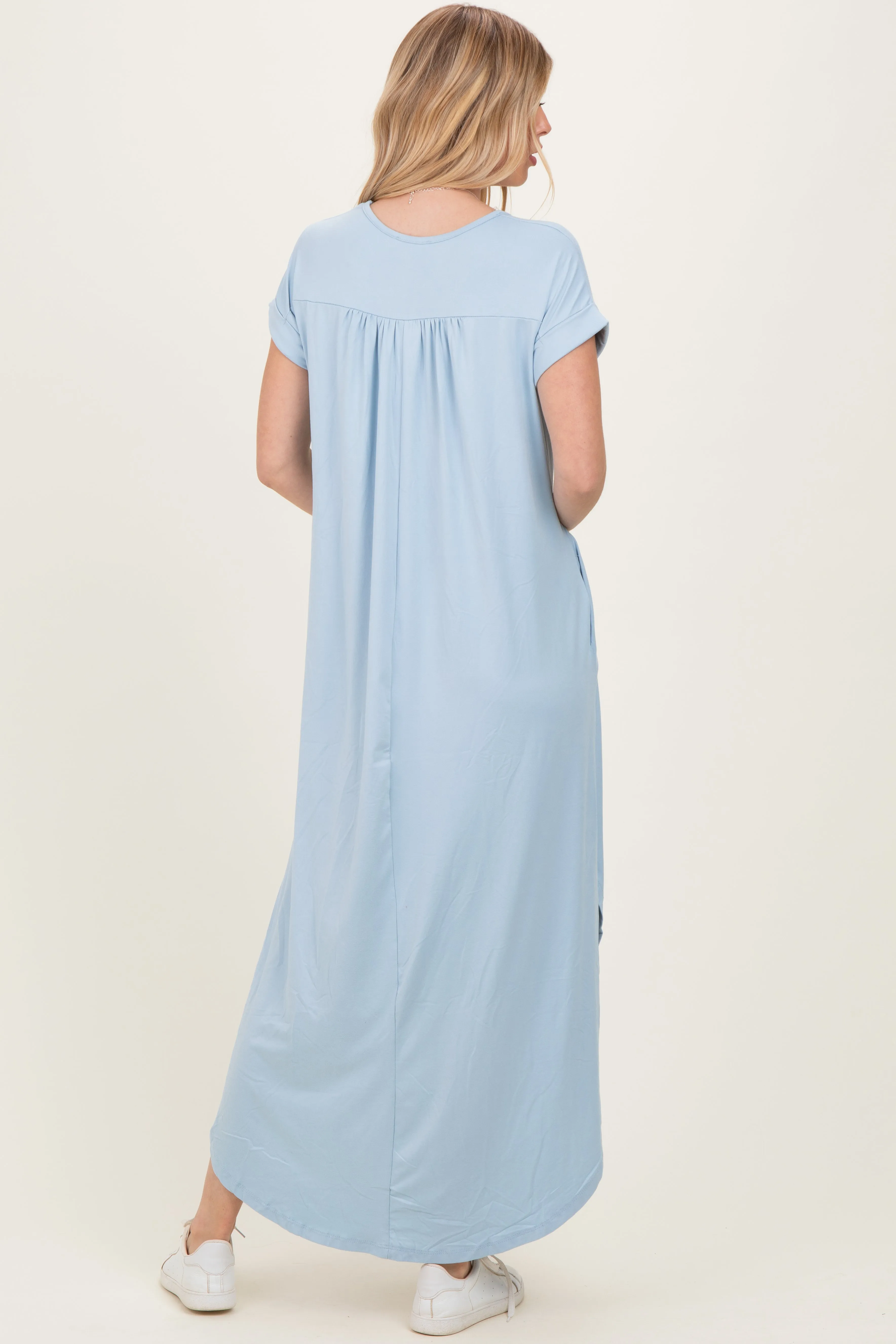 Jade Blue Side Slit Maxi Dress sold by Pinkblush product image thumbnail 4