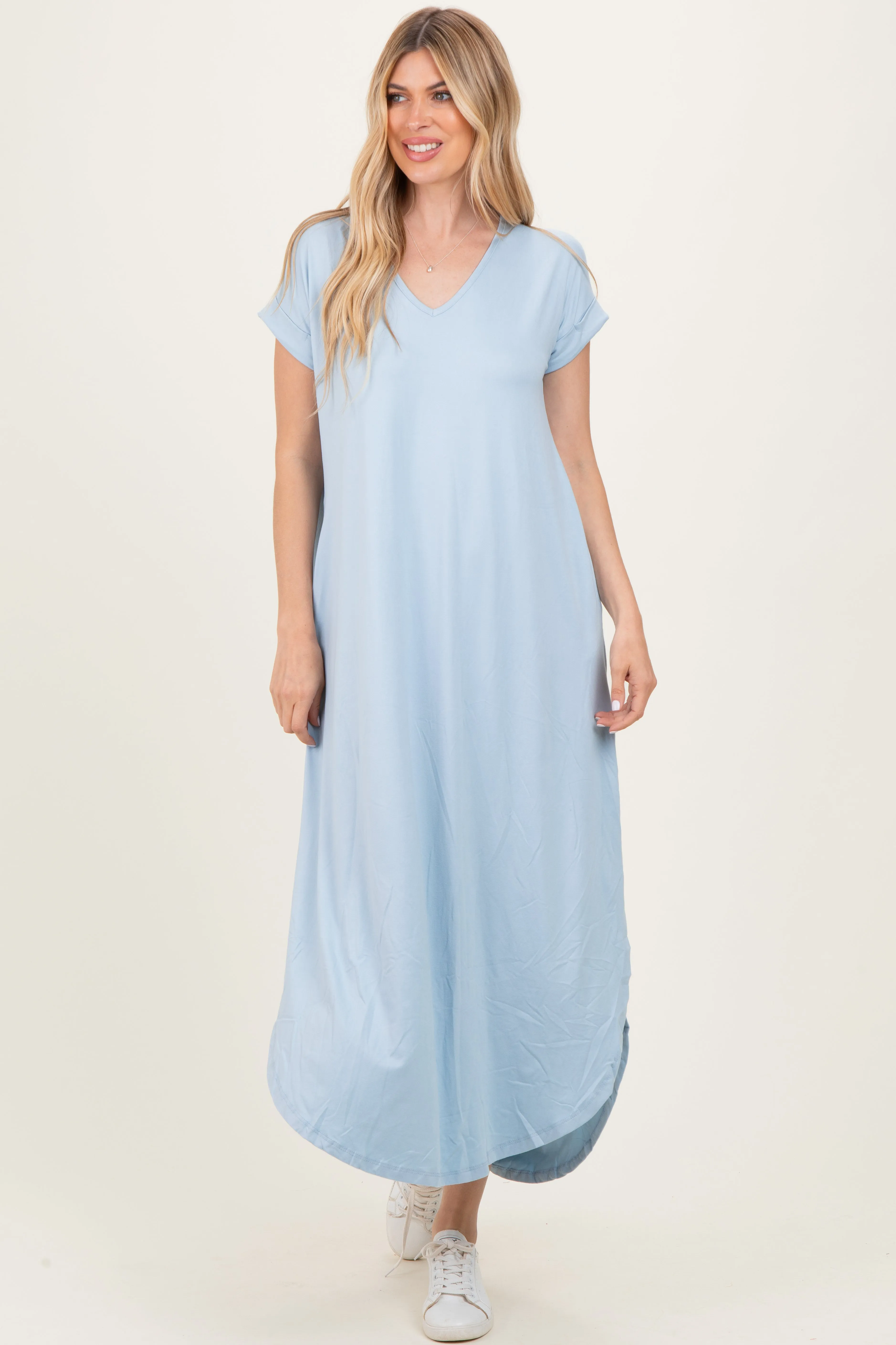 Jade Blue Side Slit Maxi Dress sold by Pinkblush product image thumbnail 2
