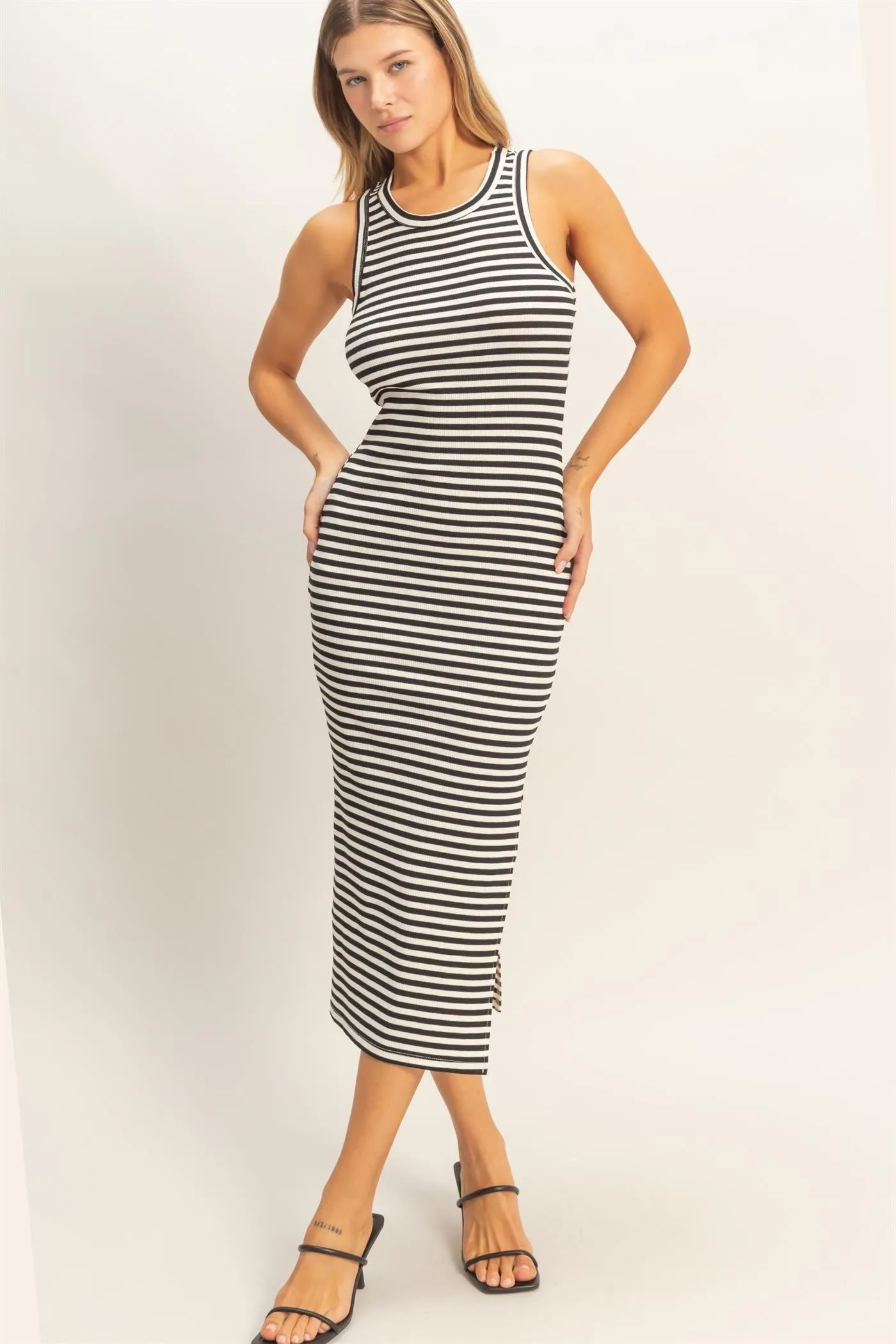 Black Striped Side Slit Tank Dress sold by Pinkblush product image thumbnail 2