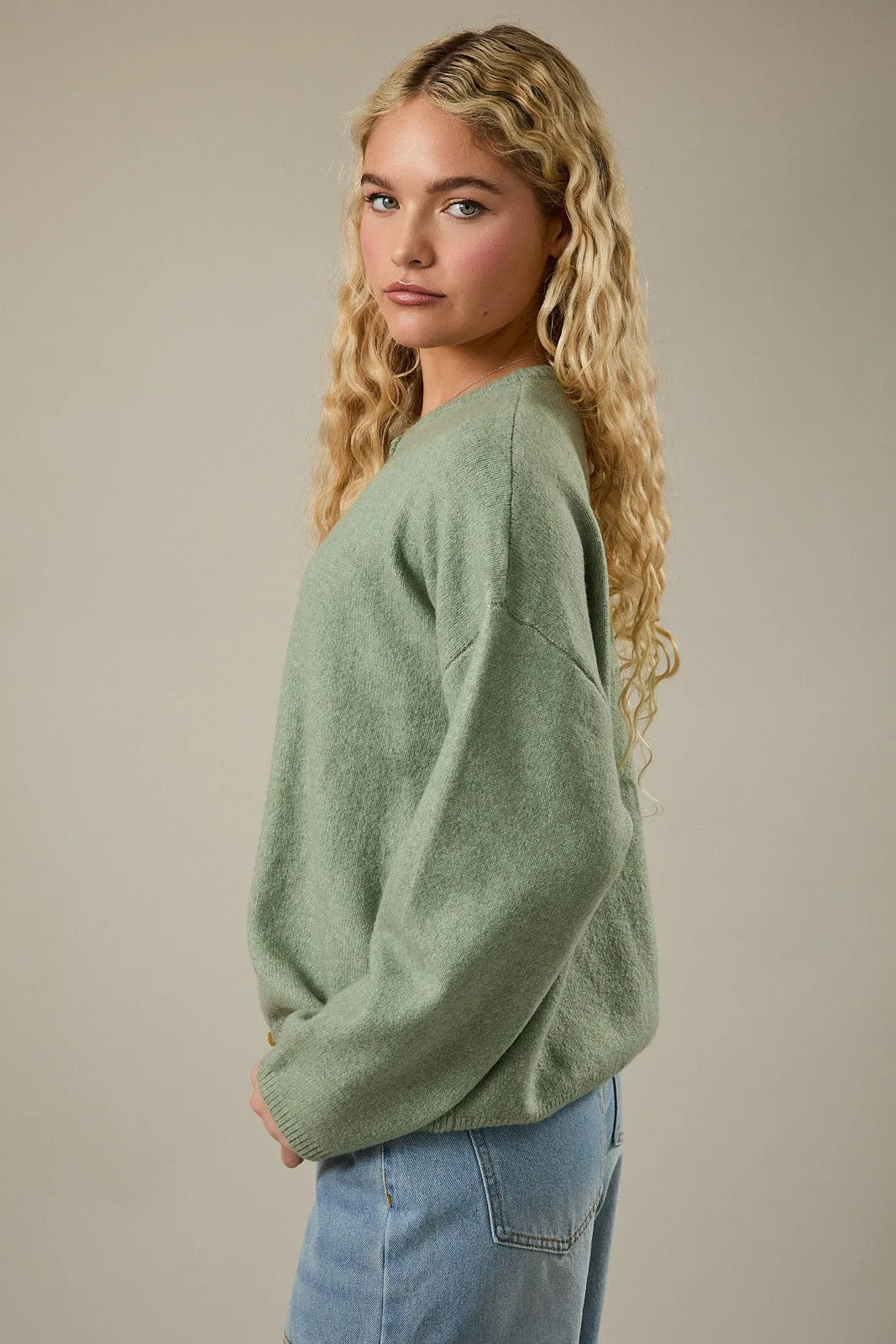 Sage Classic Crew Neck Button Cardigan sold by Pinkblush product image thumbnail 2