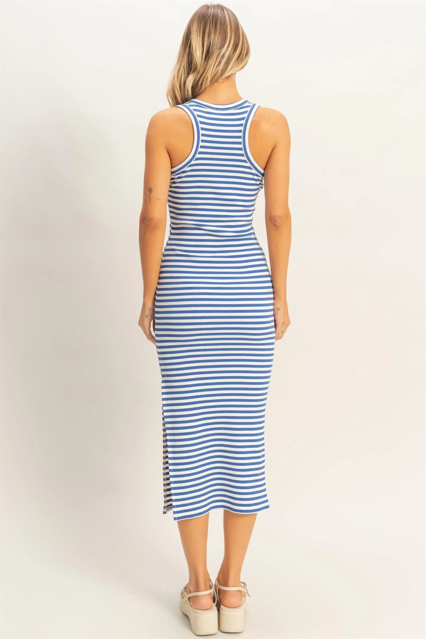 Blue Striped Side Slit Tank Dress sold by Pinkblush product image thumbnail 4